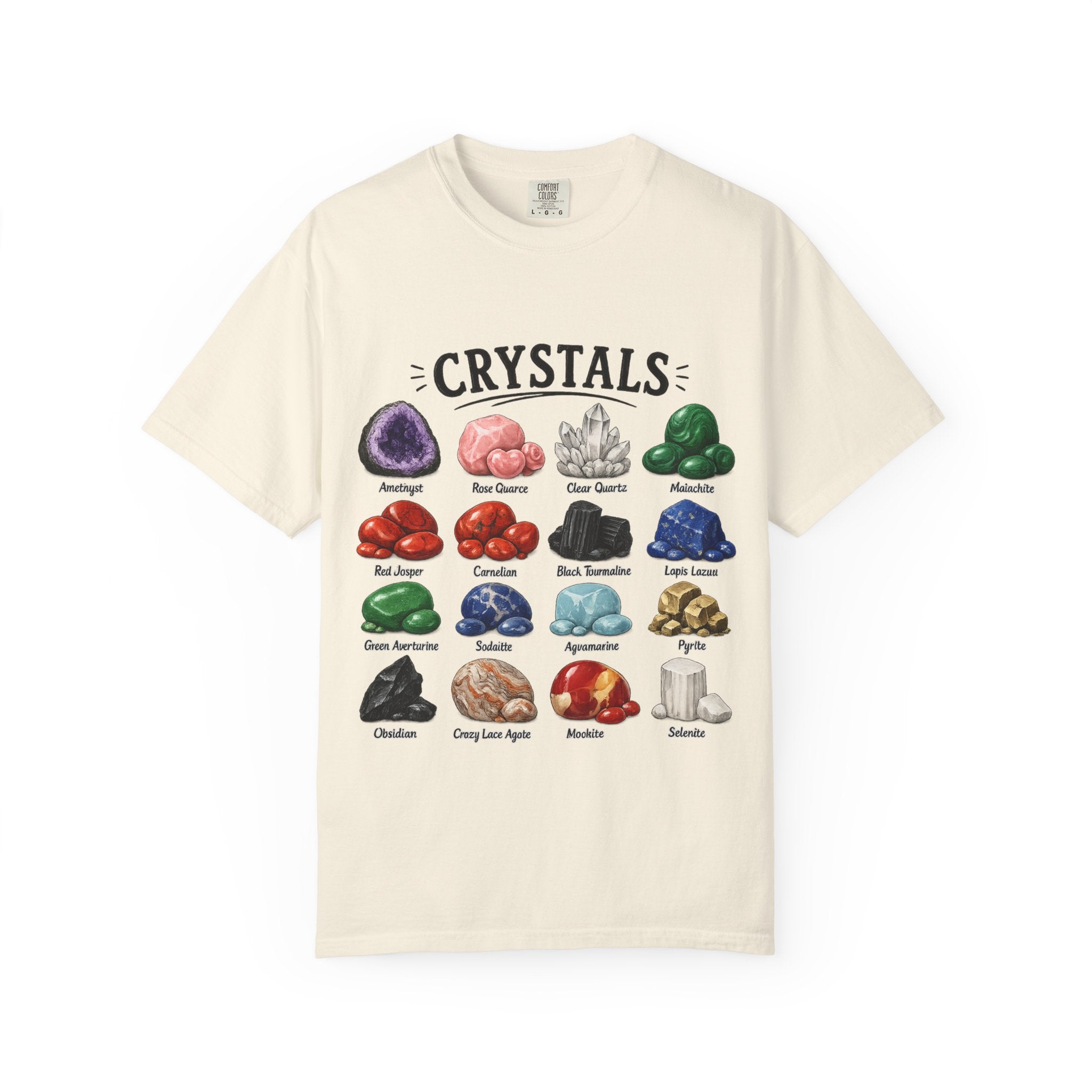Crystal Guide T-Shirt — Illustrated Gemstone Chart Tee