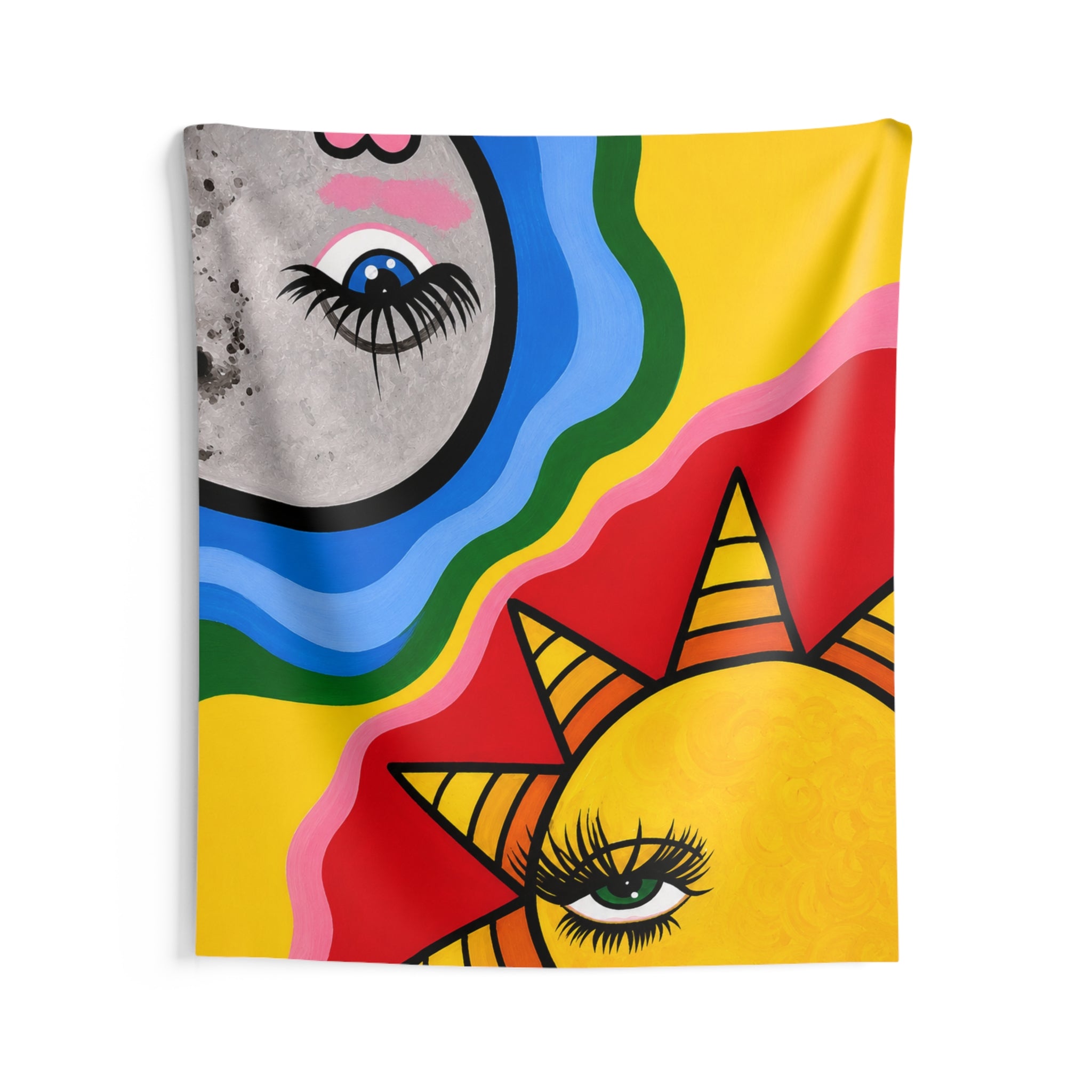 Sun & Moon Wall Tapestry — Colorful Psychedelic Celestial Decor