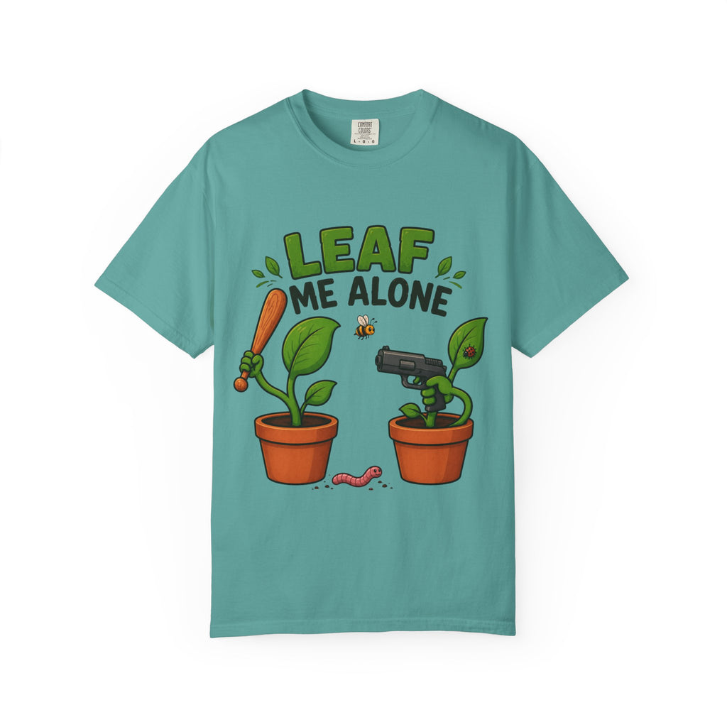Leaf Me Alone T-Shirt — Funny Plant Pun Tee with Cute Potted Plants