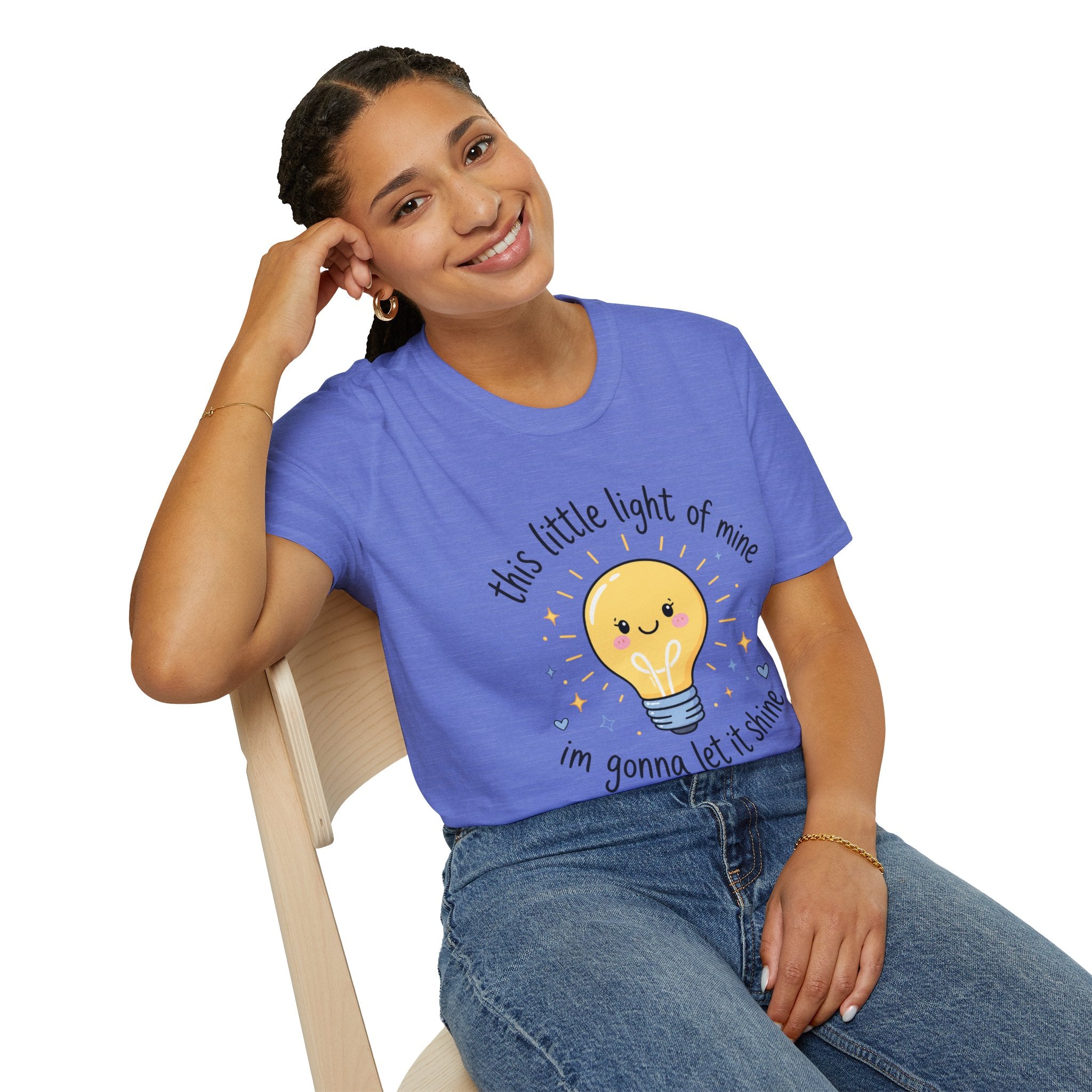 T-Shirt — "This Little Light of Mine" Cute Smiling Lightbulb Inspirational Tee