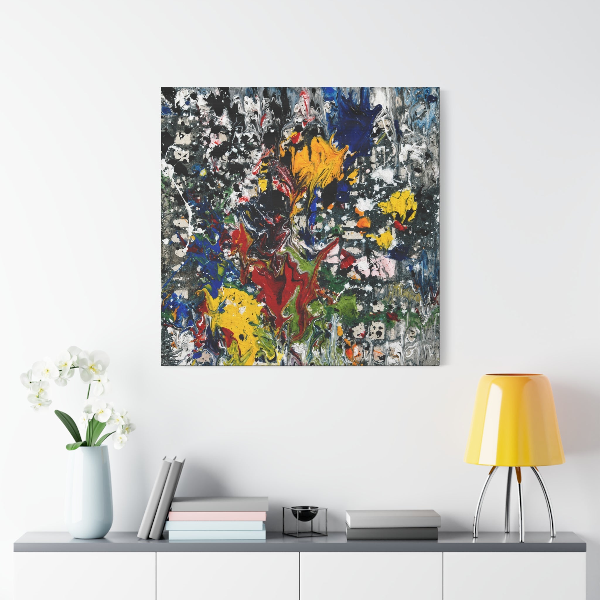 Abstract Floral Splash Matte Canvas Art - Stretched 1.25"