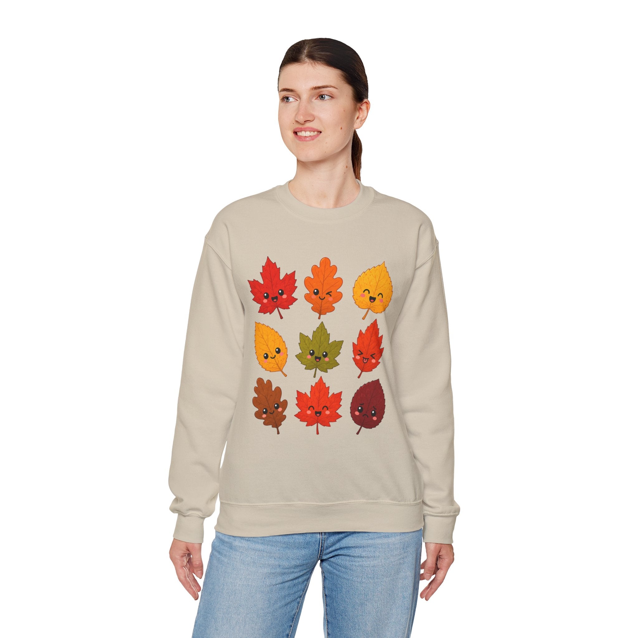 Autumn Leaves Crewneck Sweatshirt — Cute Kawaii Fall Leaf Design