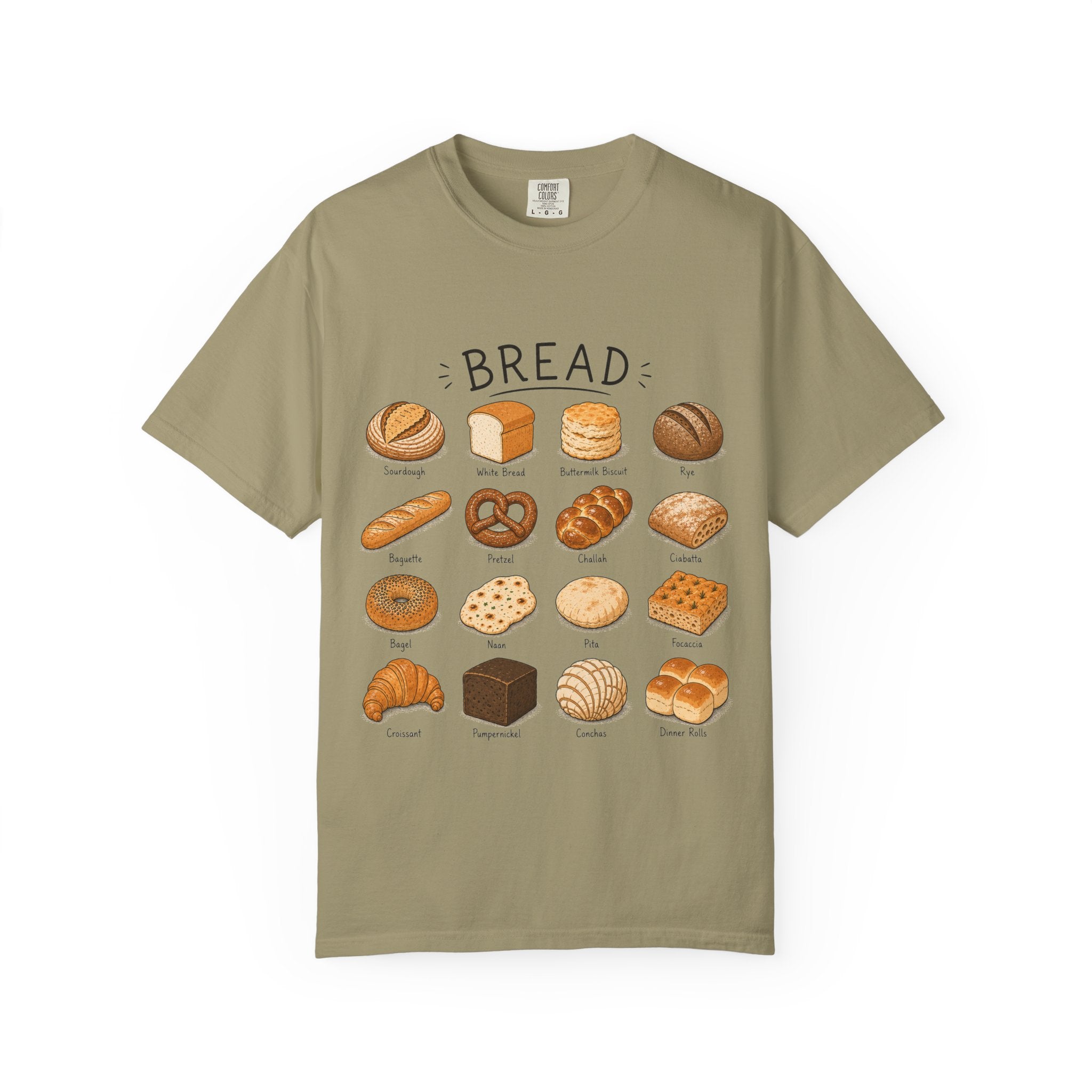 Bread Types T-Shirt — Illustrated Bakery Breads Chart Tee