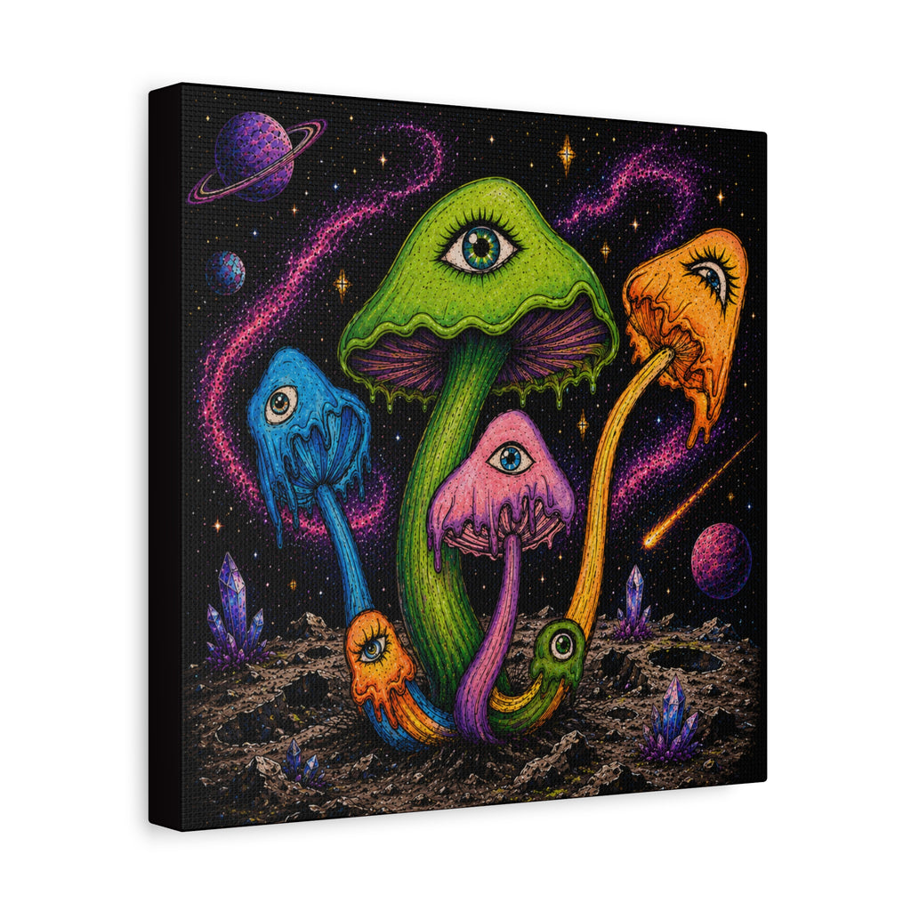 Psychedelic Mushroom Canvas Print — Trippy Cosmic Eyes Wall Art
