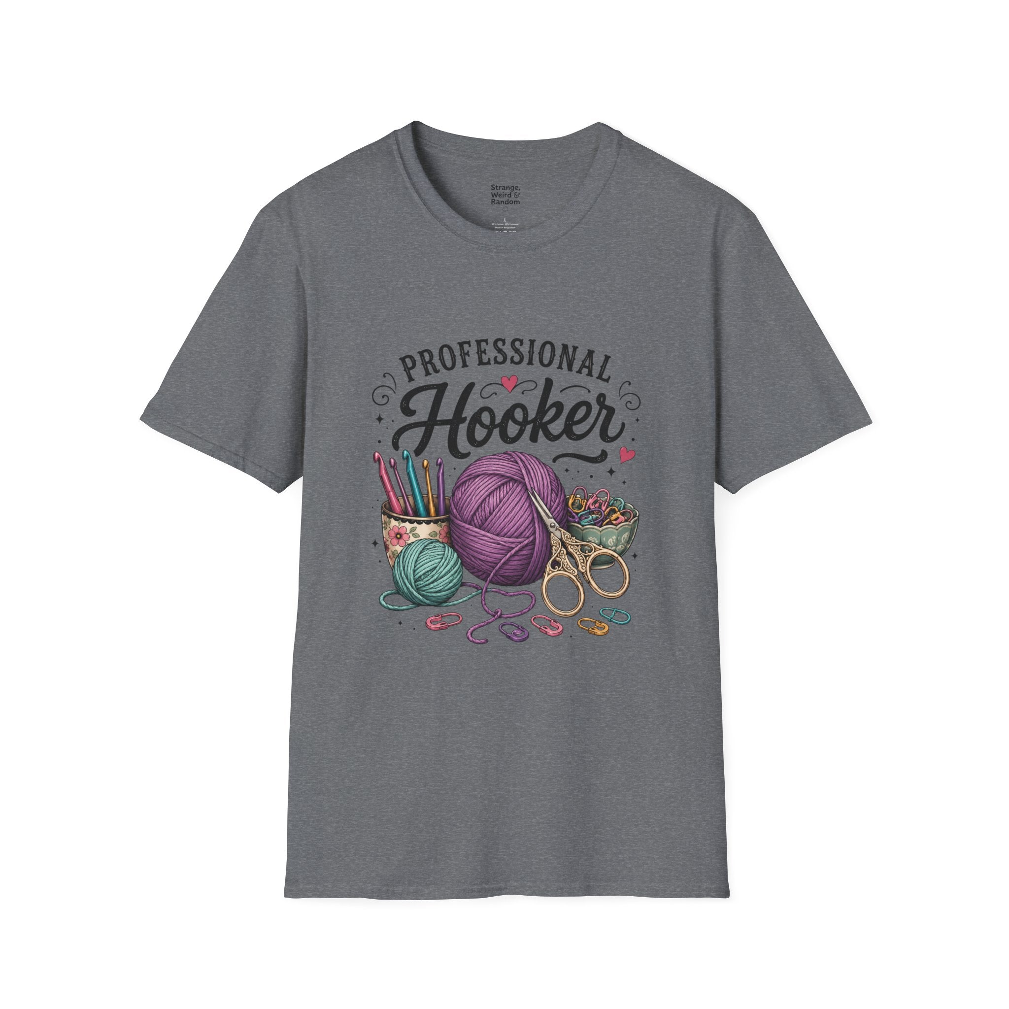 Professional Hooker Crochet Yarn T-Shirt | Knitting Hooks, Ball of Yarn