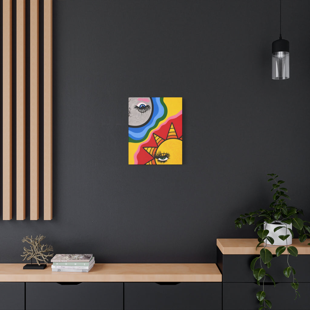 Sun and Moon Pop Art Canvas Print — Colorful Psychedelic Wall Art