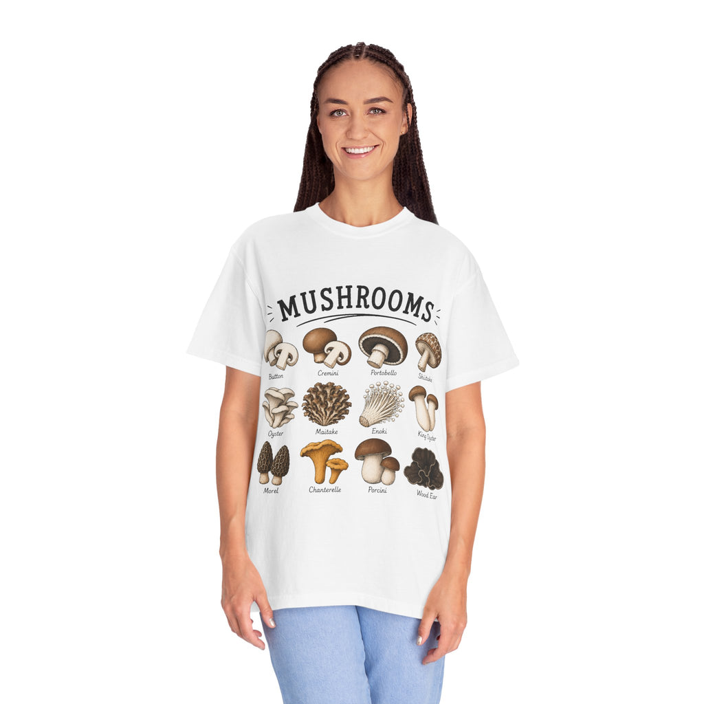 Mushroom Guide T-Shirt — Illustrated Edible & Wild Fungi Chart