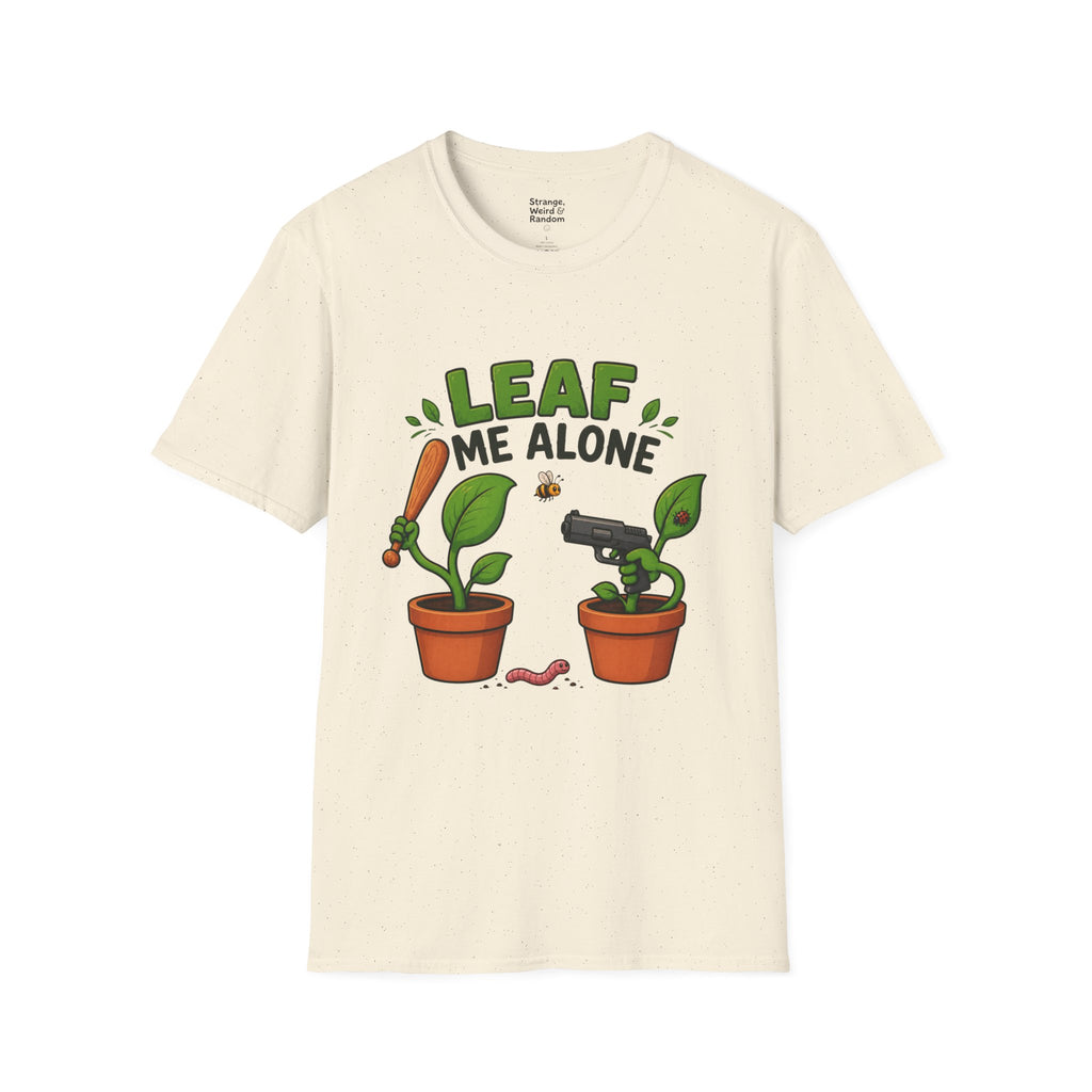 Leaf Me Alone Funny Plant Duo Illustration T-Shirt | Funny Potted Plant Cartoon