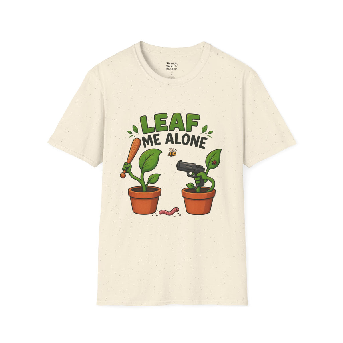 Leaf Me Alone Funny Plant Duo Illustration T-Shirt | Funny Potted Plant Cartoon