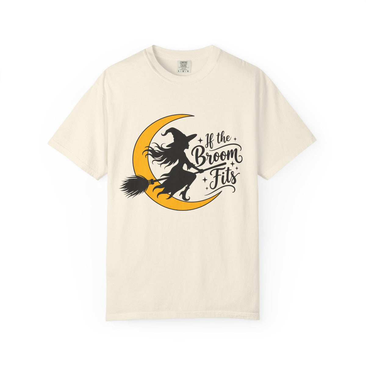 If the Broom Fits Witch Moon Cotton T-Shirt — Halloween Garment-Dyed Tee
