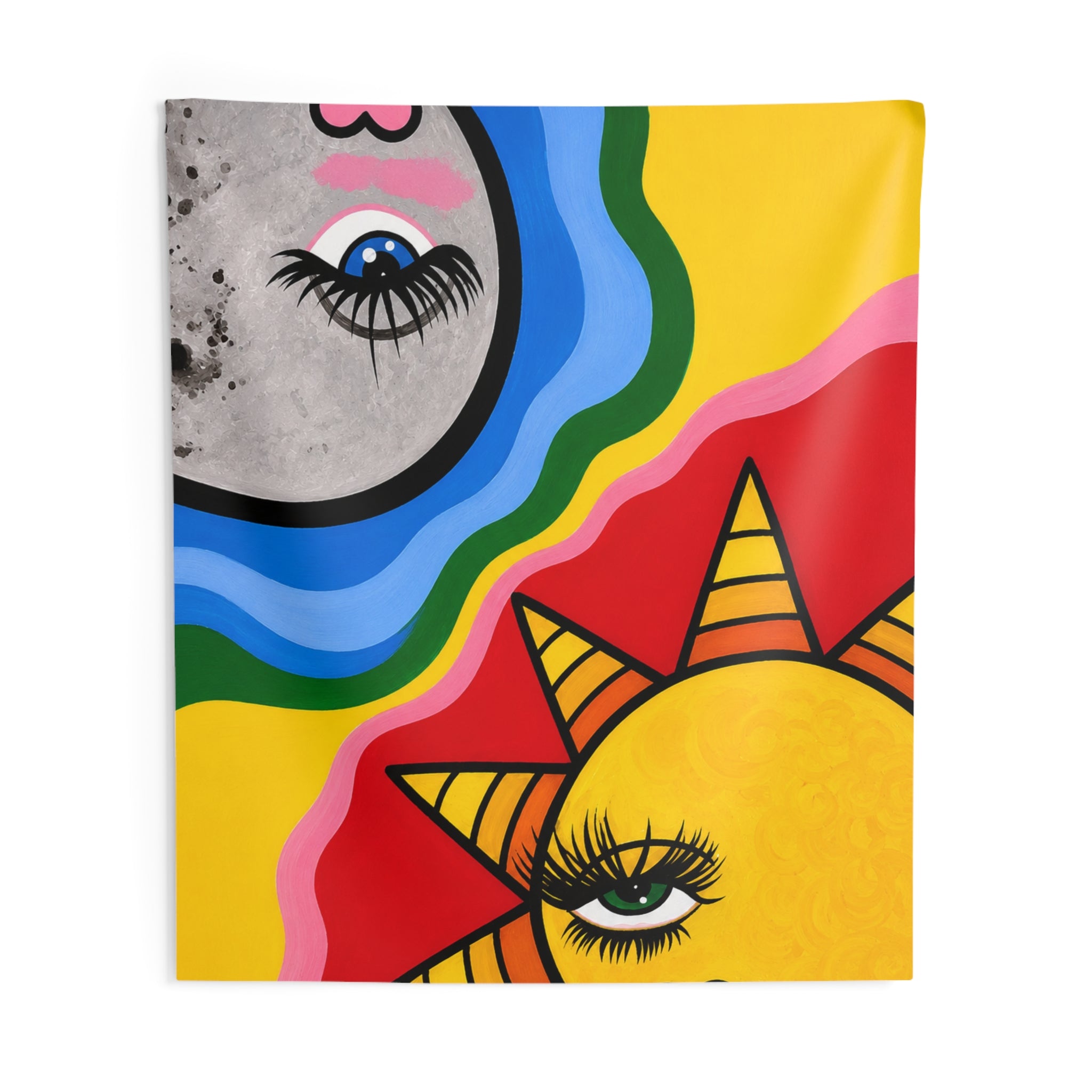 Sun & Moon Wall Tapestry — Colorful Psychedelic Celestial Decor
