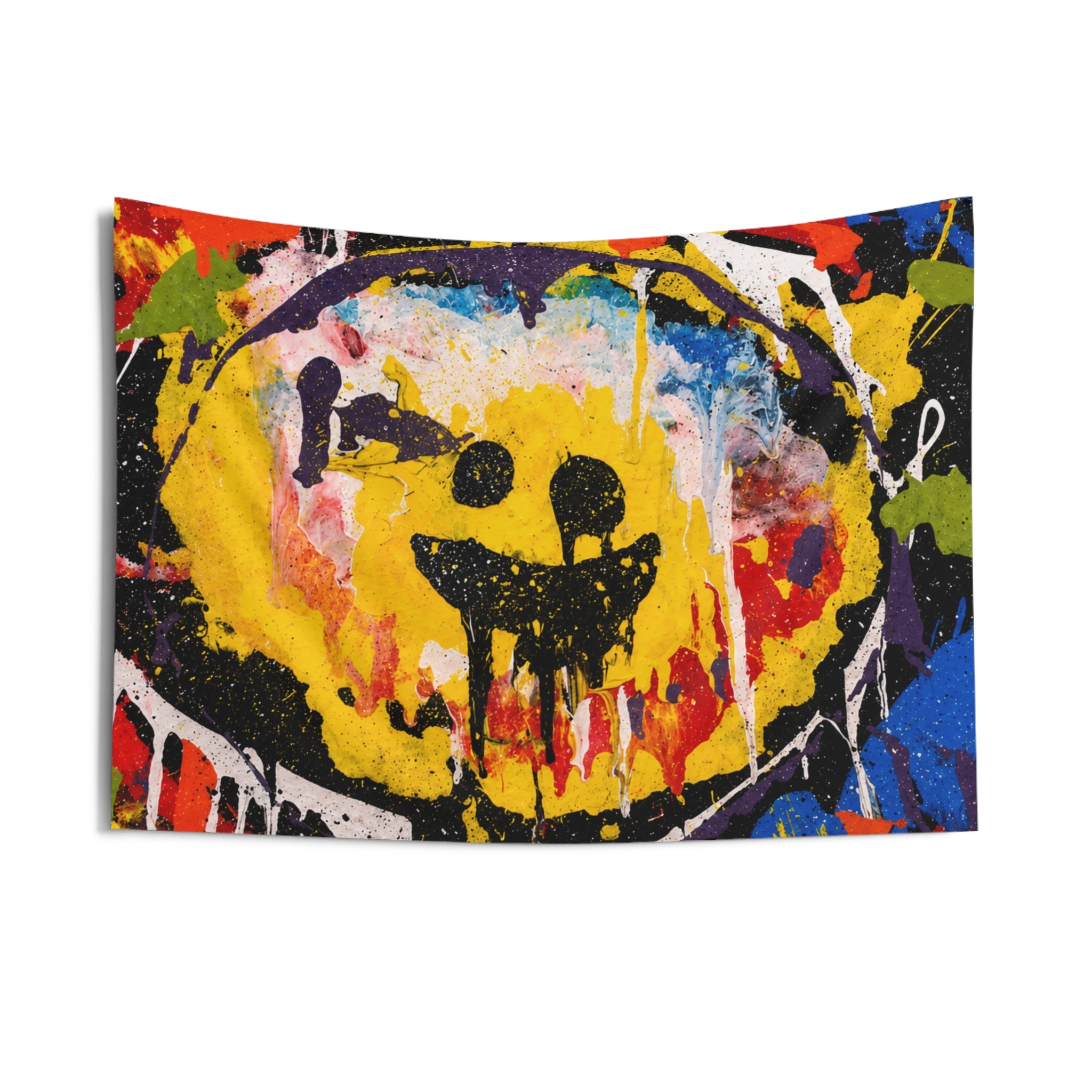 Wall Tapestry — Grunge Smiley Face Abstract Art Tapestry