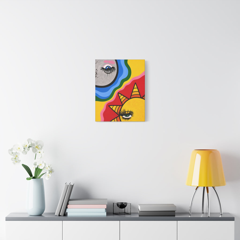Sun and Moon Pop Art Canvas Print — Colorful Psychedelic Wall Art