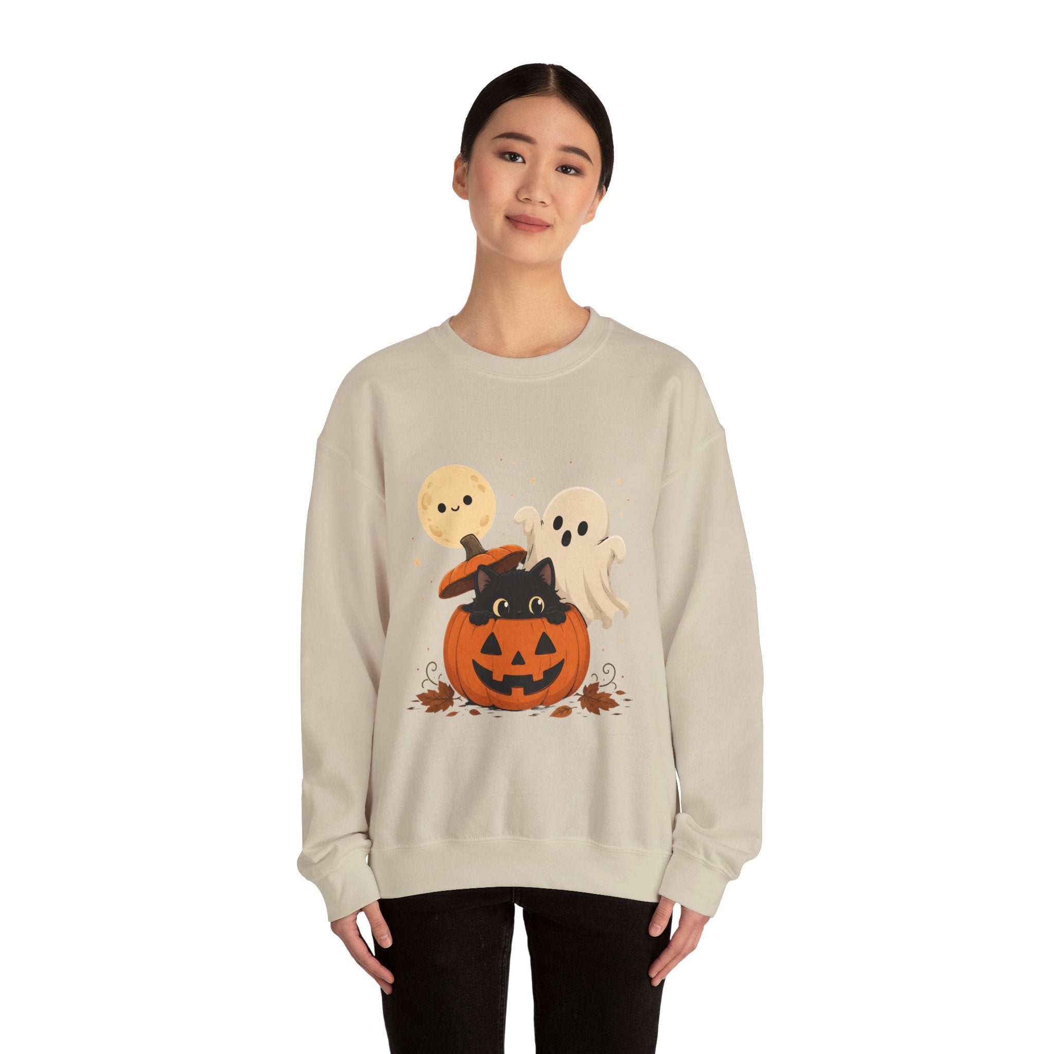 Cute Halloween Pumpkin Cat Ghosts Sweatshirt