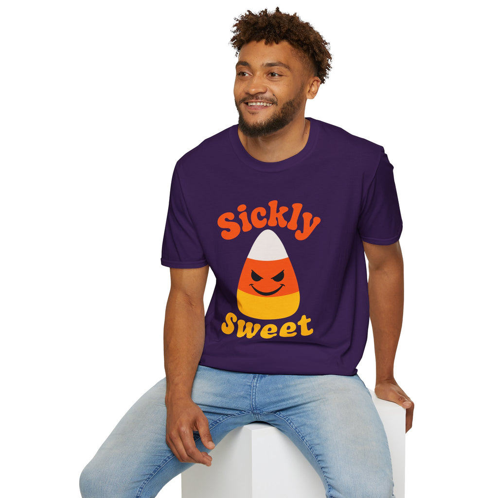 Sickly Sweet Candy Corn T-Shirt | Halloween Retro Orange Typography