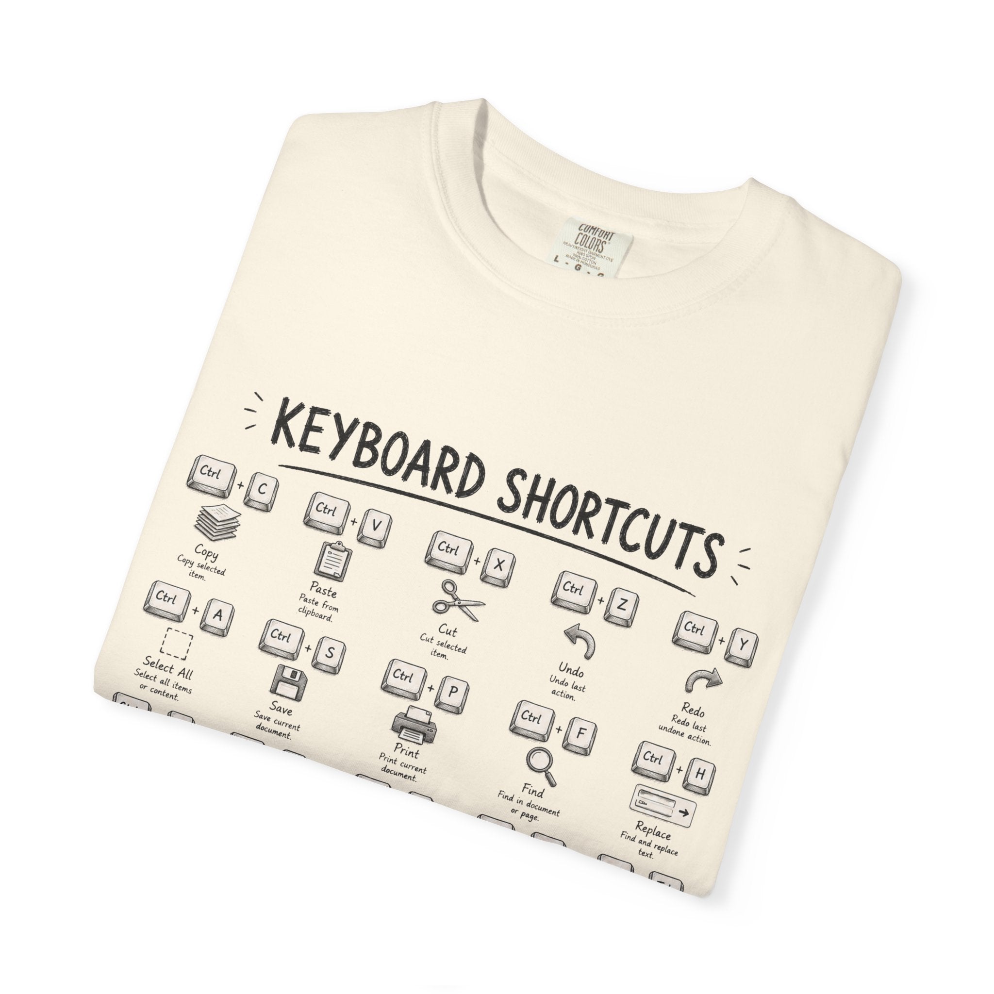 Keyboard Shortcuts T-Shirt — Programmer Tech Cheat Sheet Tee