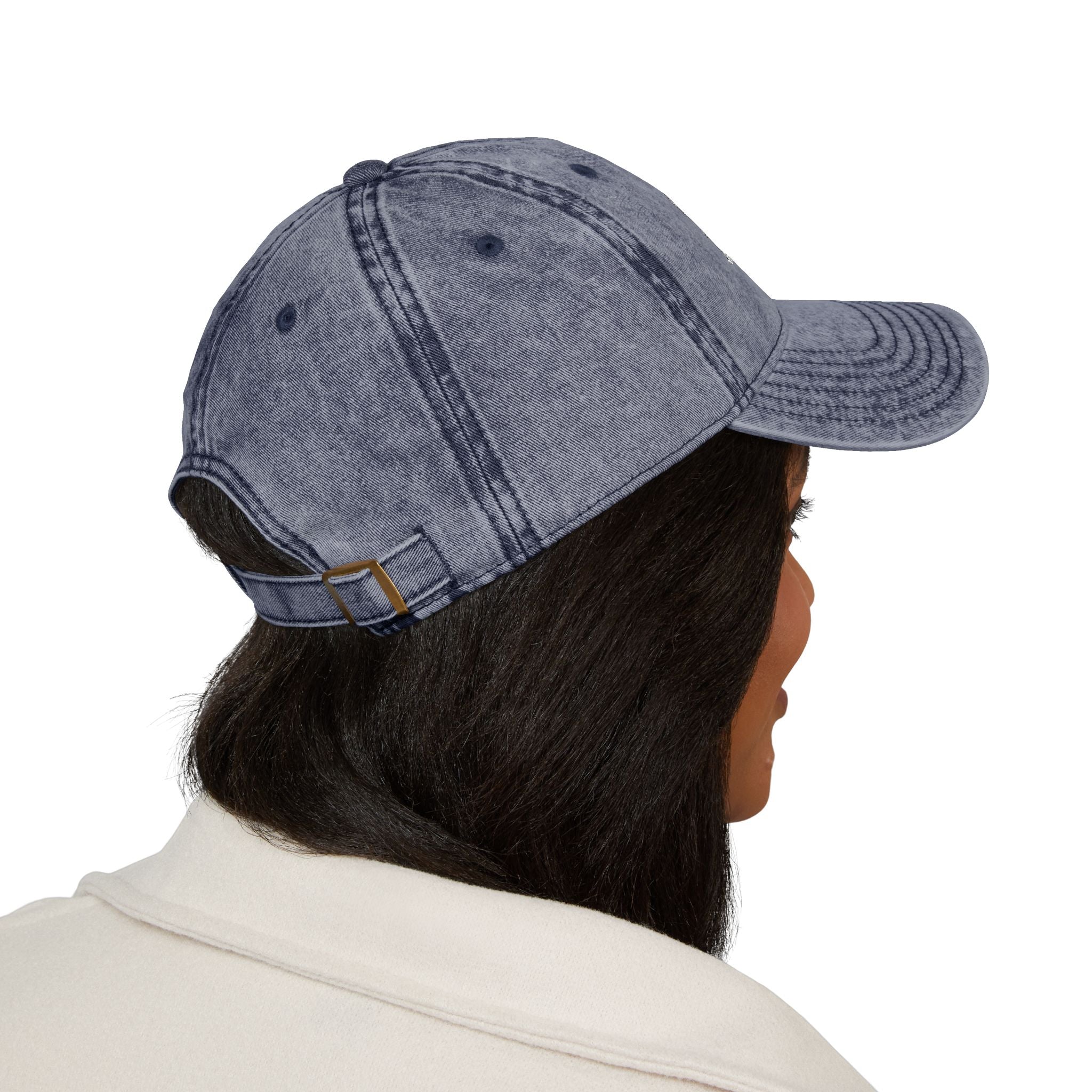 Vintage Red Embroidered Cap – “Laugh Don’t Panic” Smiley Dad Hat