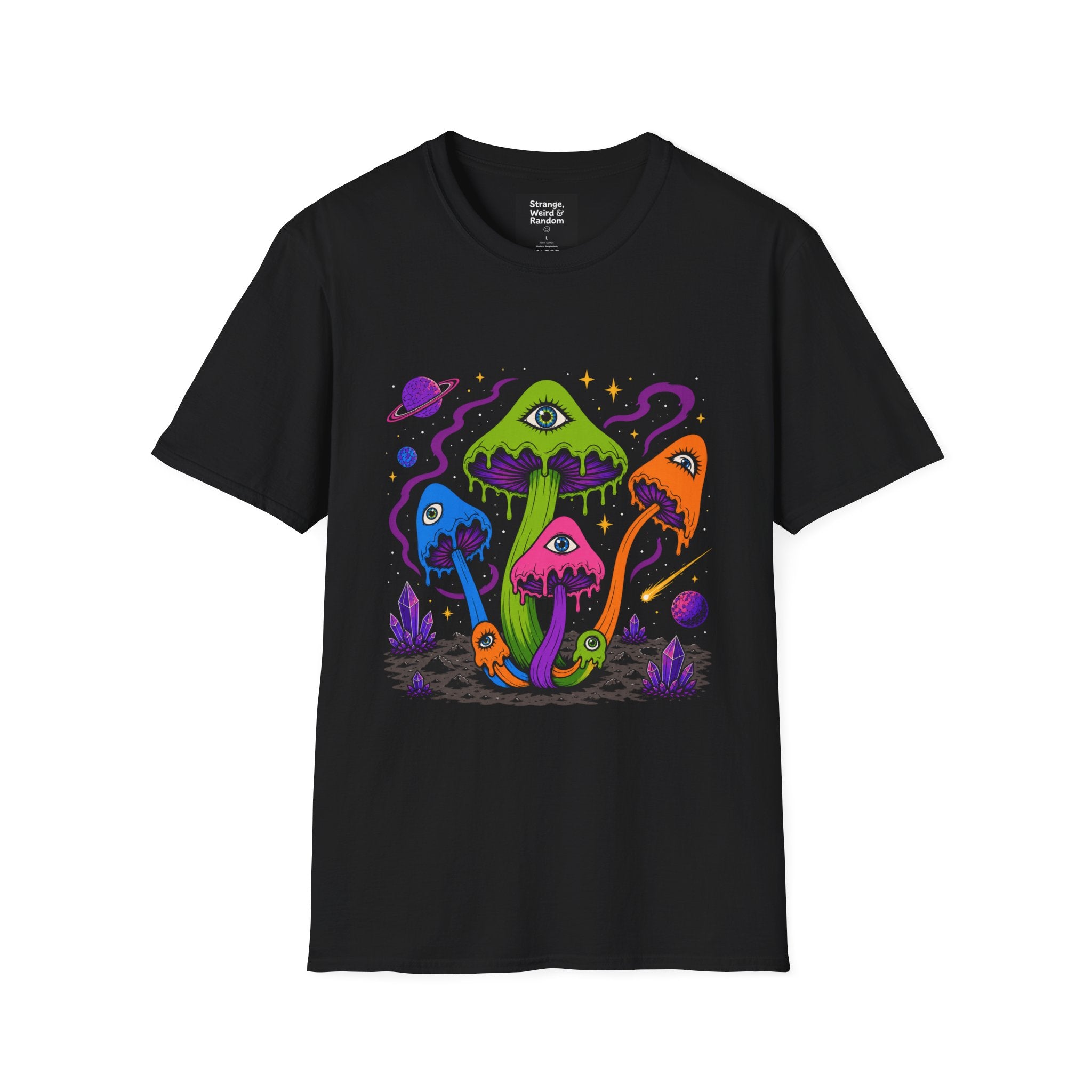 Psychedelic Third-Eye Mushrooms T-Shirt | Trippy Neon Fungi Art