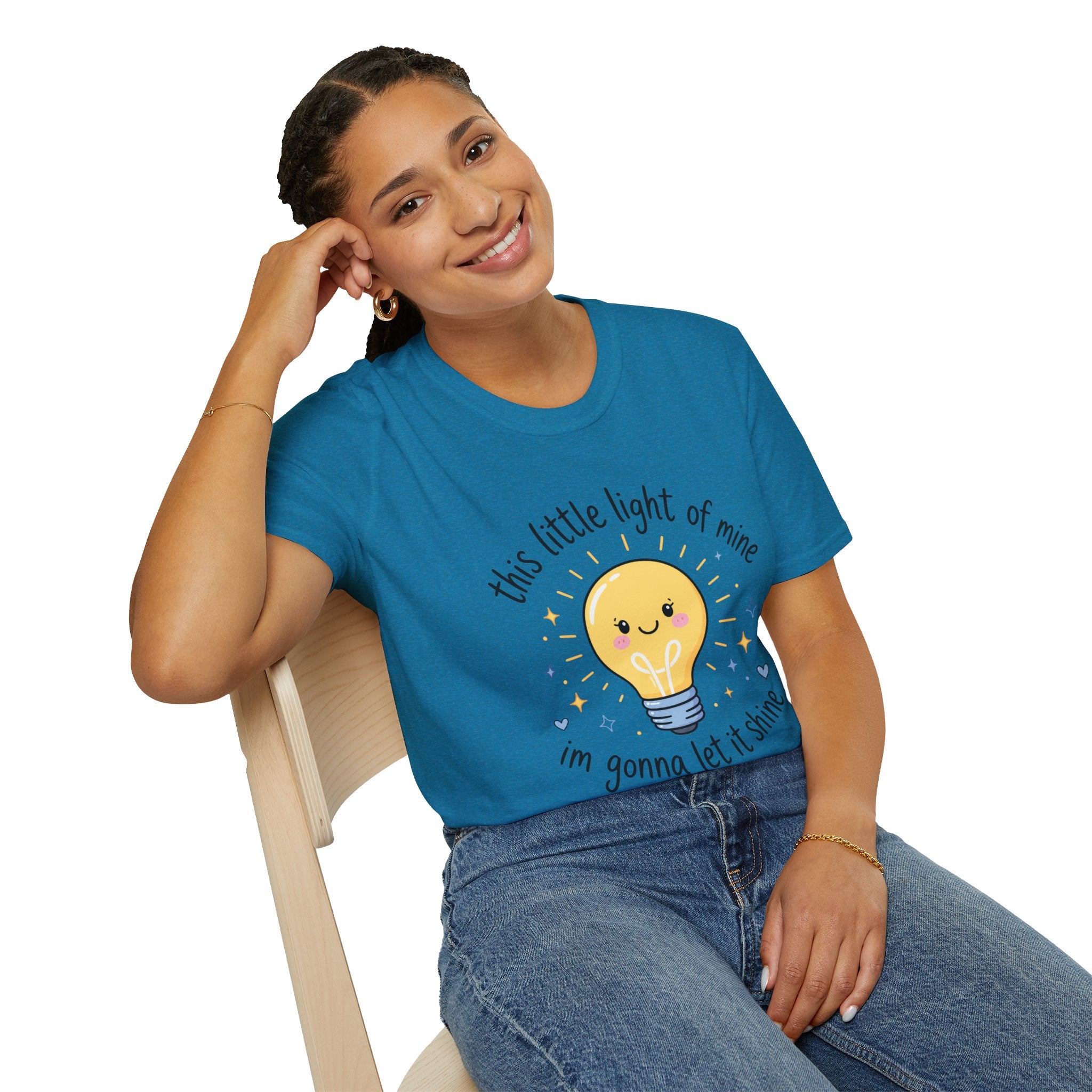 T-Shirt — "This Little Light of Mine" Cute Smiling Lightbulb Inspirational Tee