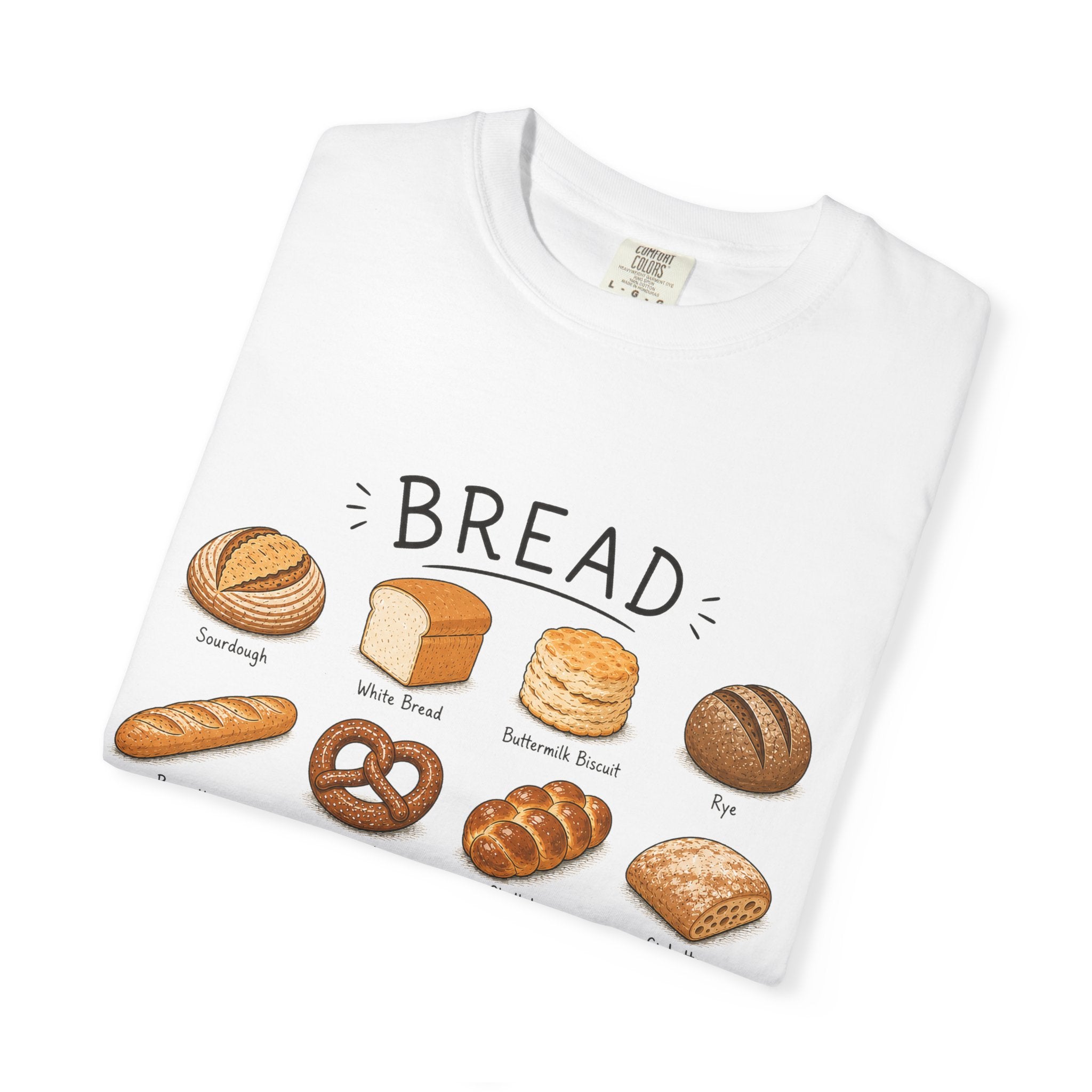Bread Types T-Shirt — Illustrated Bakery Breads Chart Tee