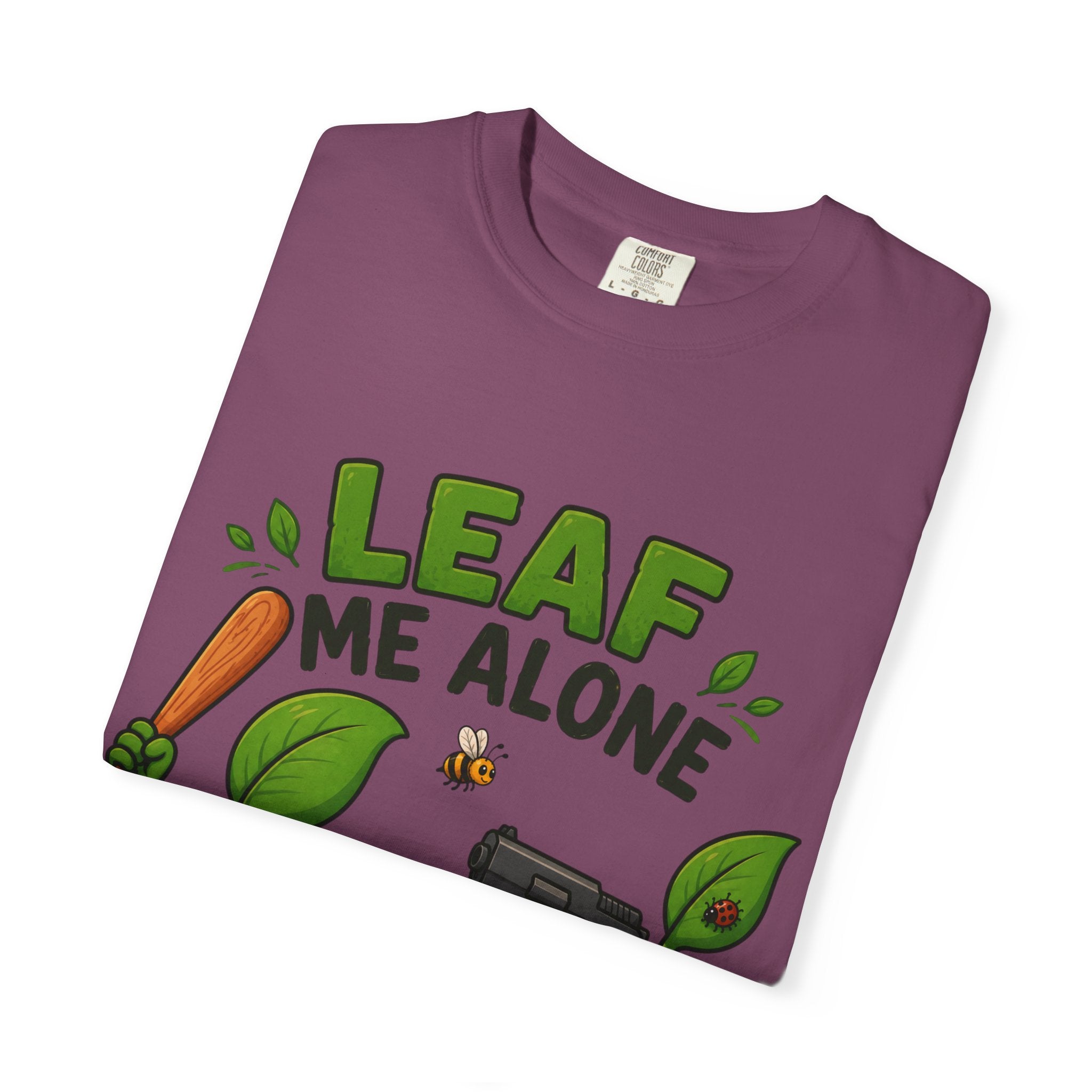 Leaf Me Alone T-Shirt — Funny Plant Pun Tee with Cute Potted Plants