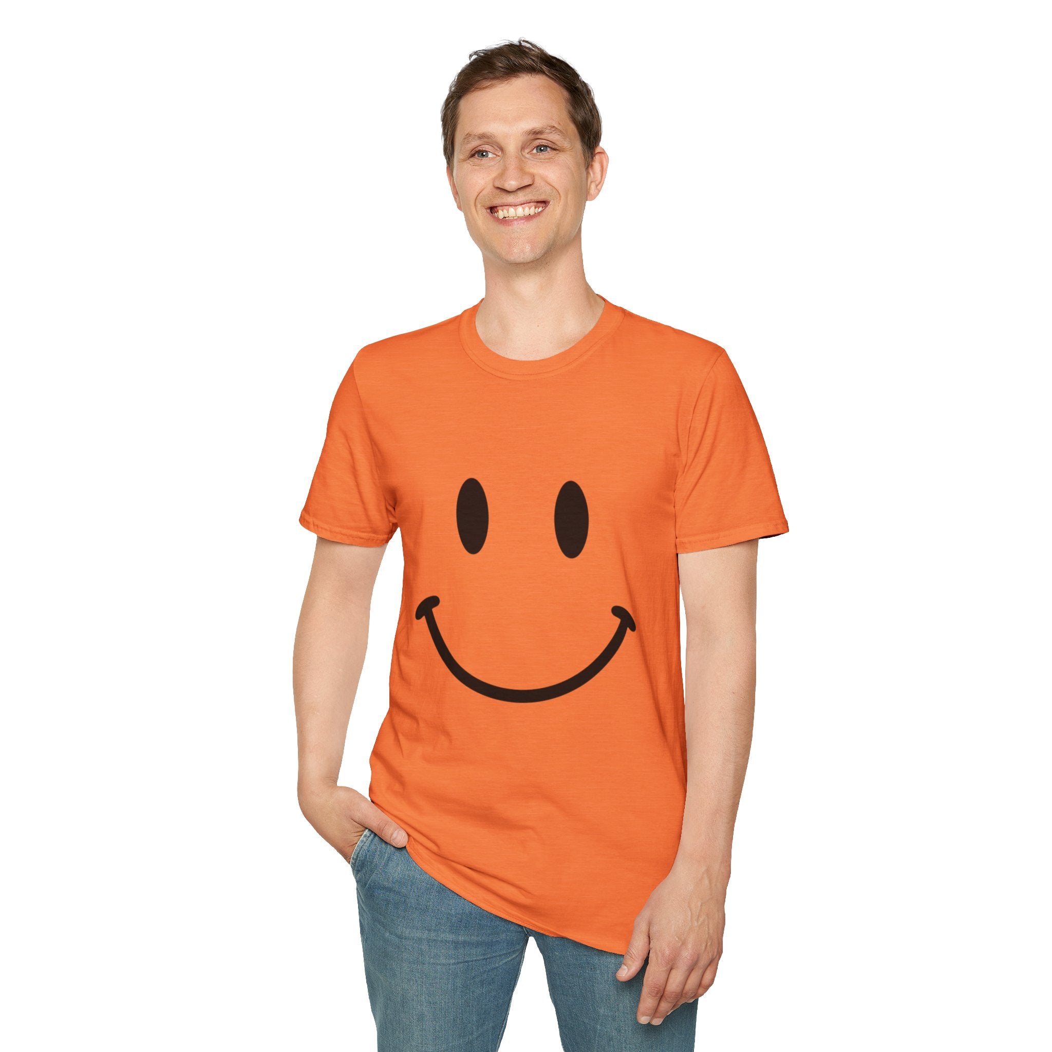 Large Black Smiley Face T-Shirt | Orange Graphic Tee