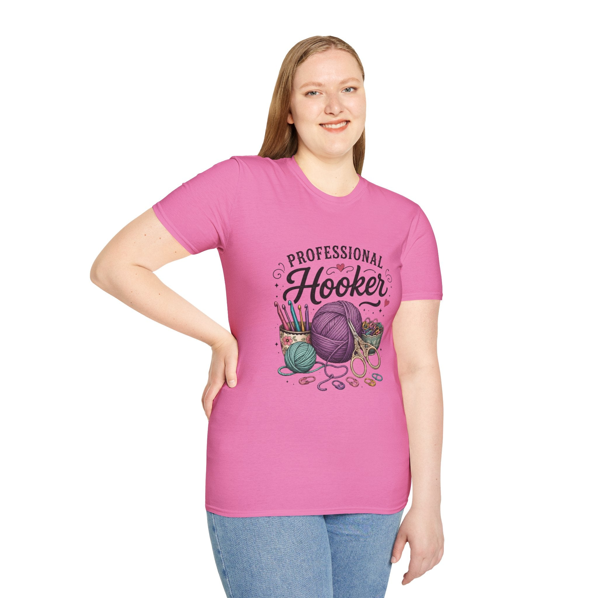Professional Hooker Crochet Yarn T-Shirt | Knitting Hooks, Ball of Yarn