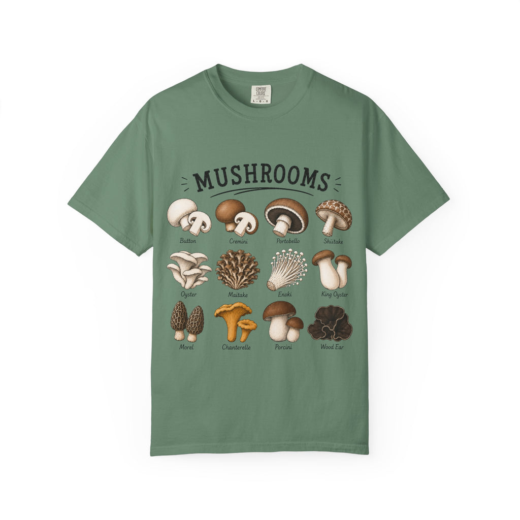 Mushroom Guide T-Shirt — Illustrated Edible & Wild Fungi Chart