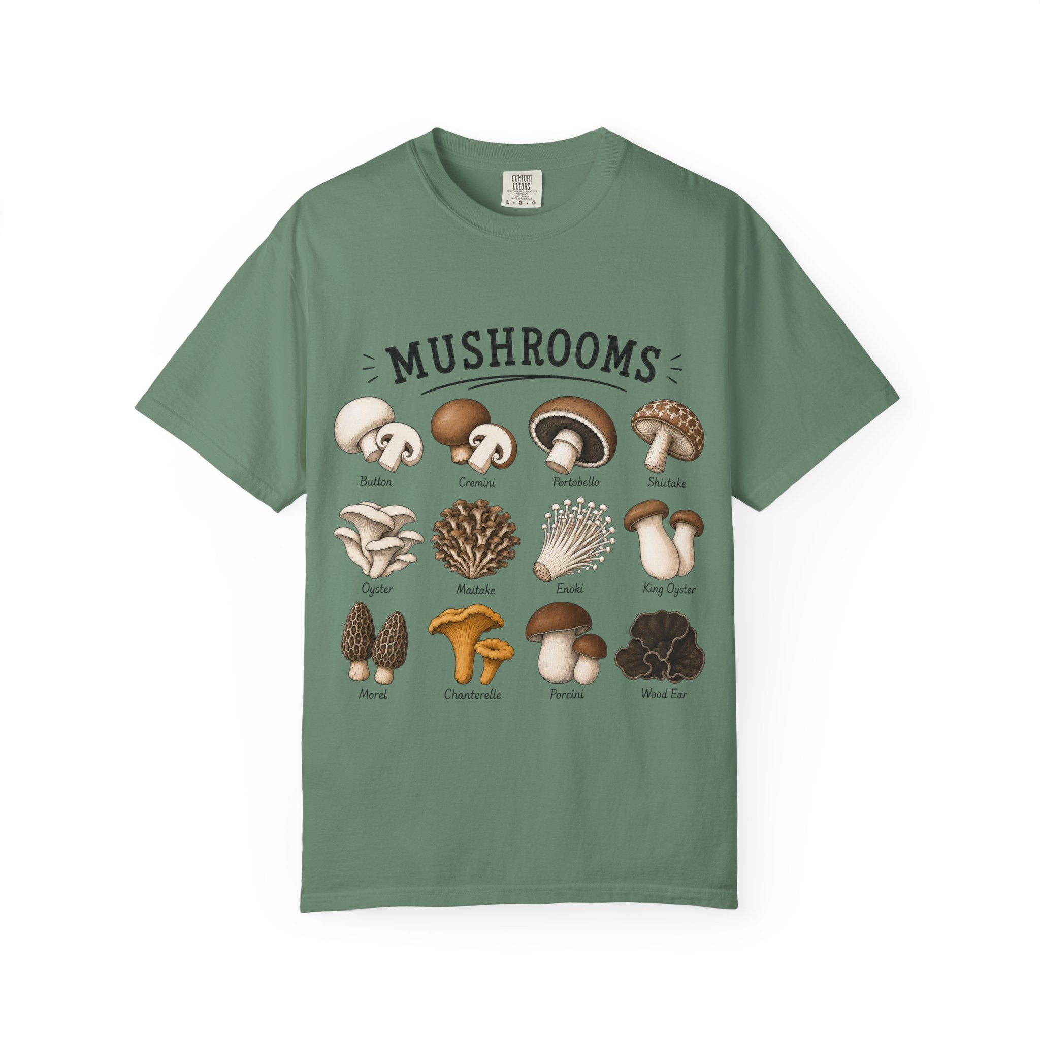 Mushroom Guide T-Shirt — Illustrated Edible & Wild Fungi Chart