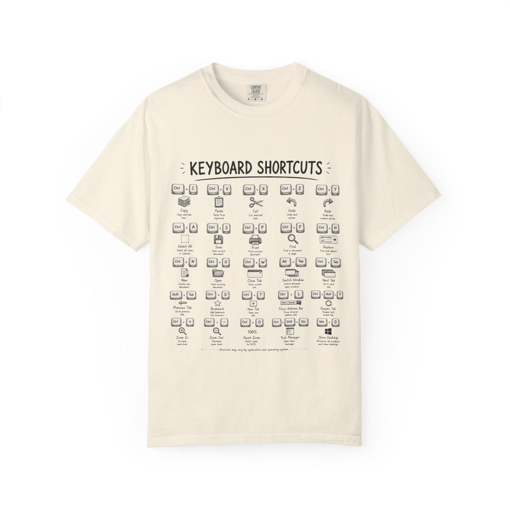 Keyboard Shortcuts T-Shirt — Programmer Tech Cheat Sheet Tee