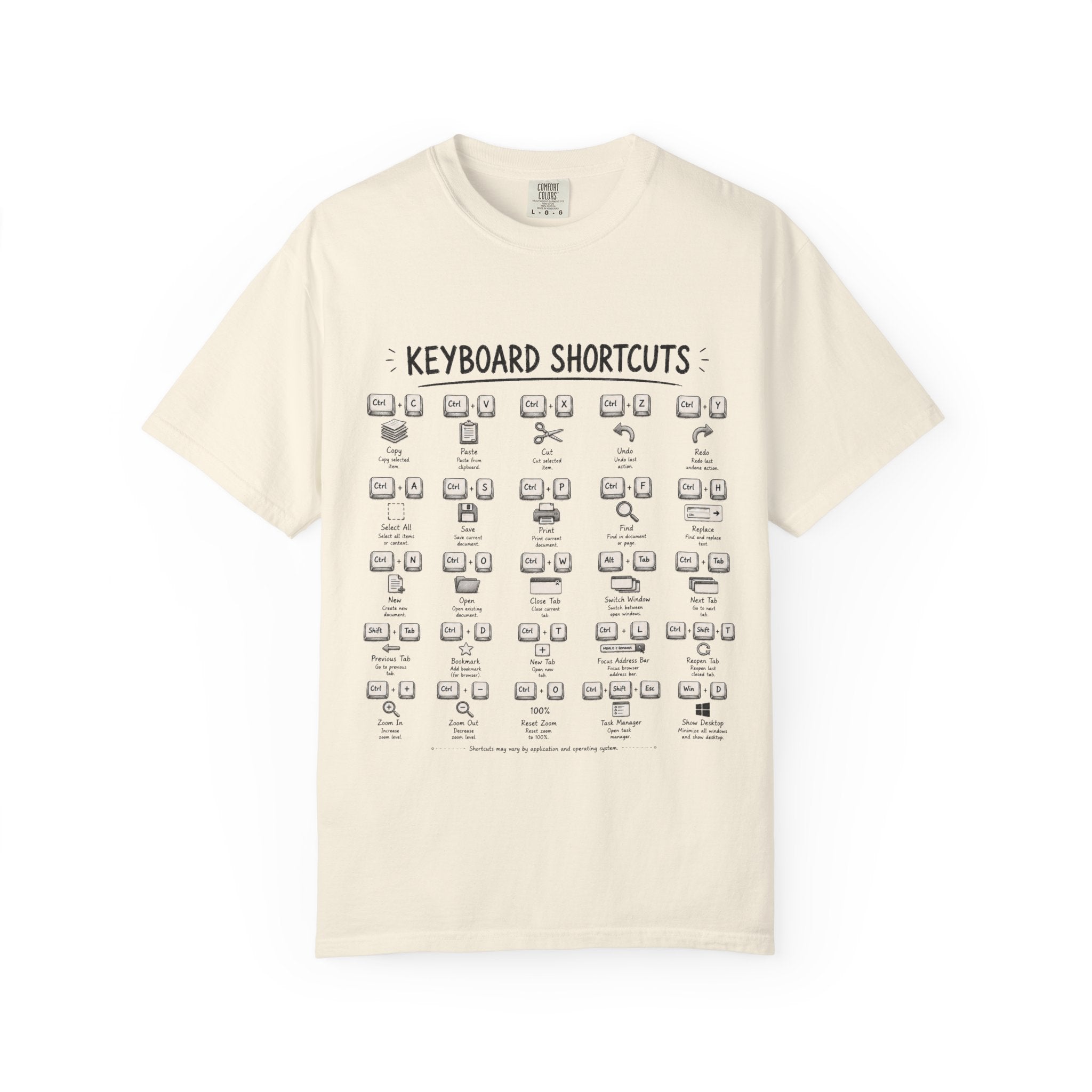 Keyboard Shortcuts T-Shirt — Programmer Tech Cheat Sheet Tee