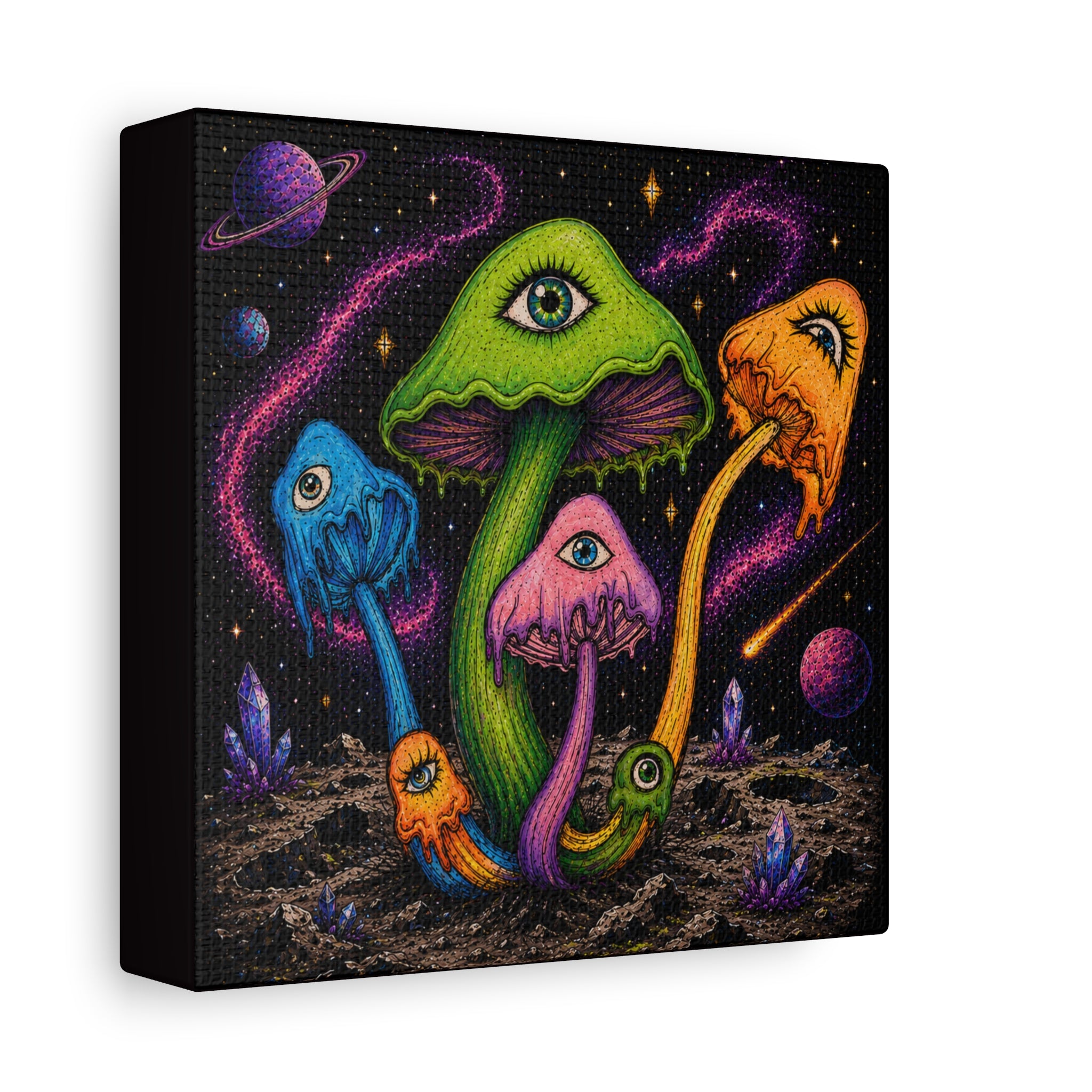 Psychedelic Mushroom Canvas Print — Trippy Cosmic Eyes Wall Art