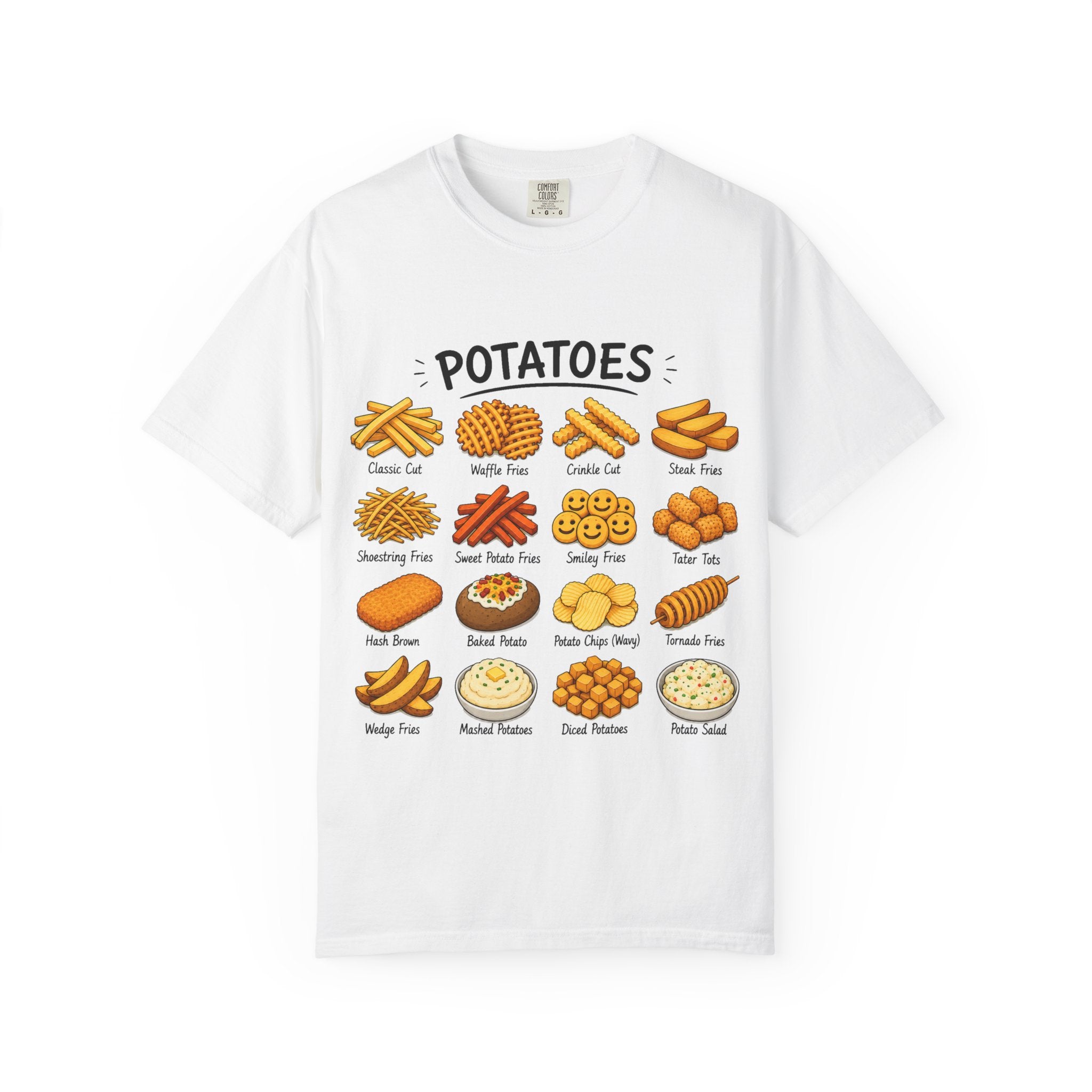Potato Varieties T-Shirt — Cute Illustrated 'Potatoes' Chart Tee