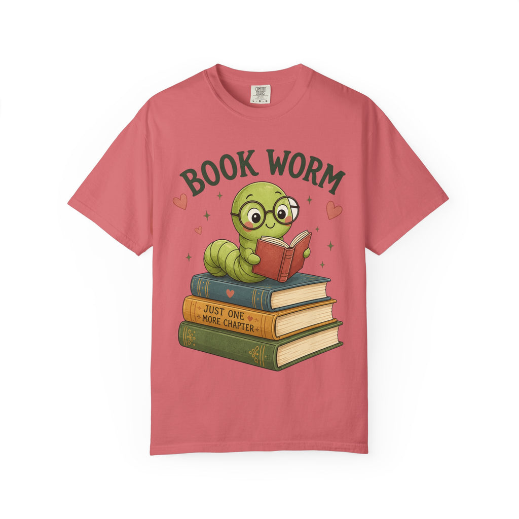 Book Worm T-Shirt – Cute Reading Worm Graphic Tee ("Just One More Chapter")