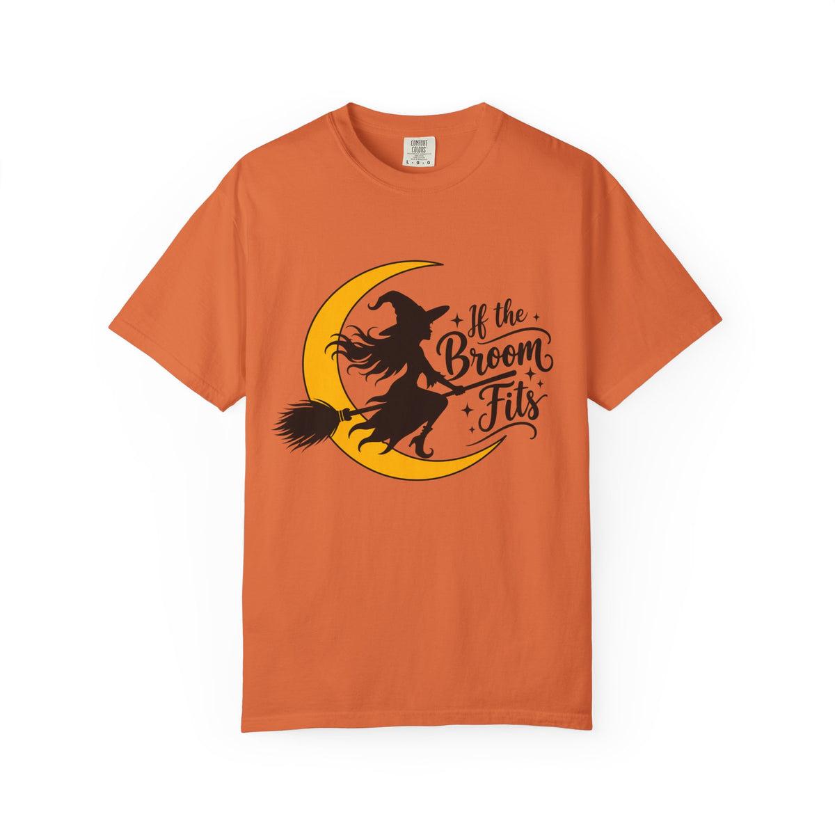 If the Broom Fits Witch Moon Cotton T-Shirt — Halloween Garment-Dyed Tee