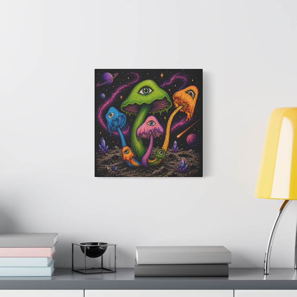Psychedelic Mushroom Canvas Print — Trippy Cosmic Eyes Wall Art