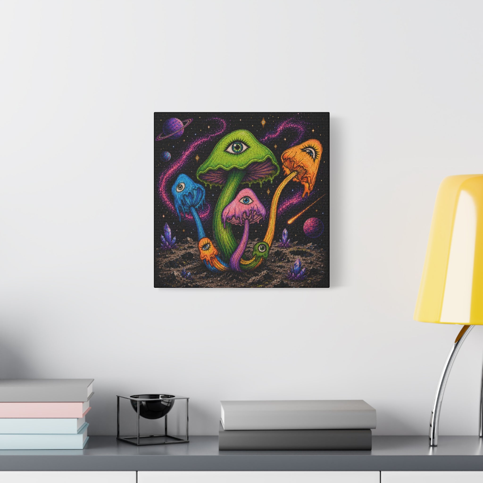 Psychedelic Mushroom Canvas Print — Trippy Cosmic Eyes Wall Art