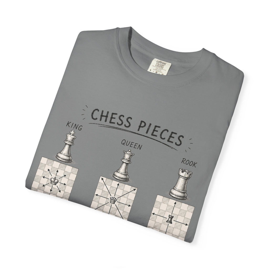 Chess Pieces Illustrated T-Shirt — Vintage Diagram Tee for Players & Fans