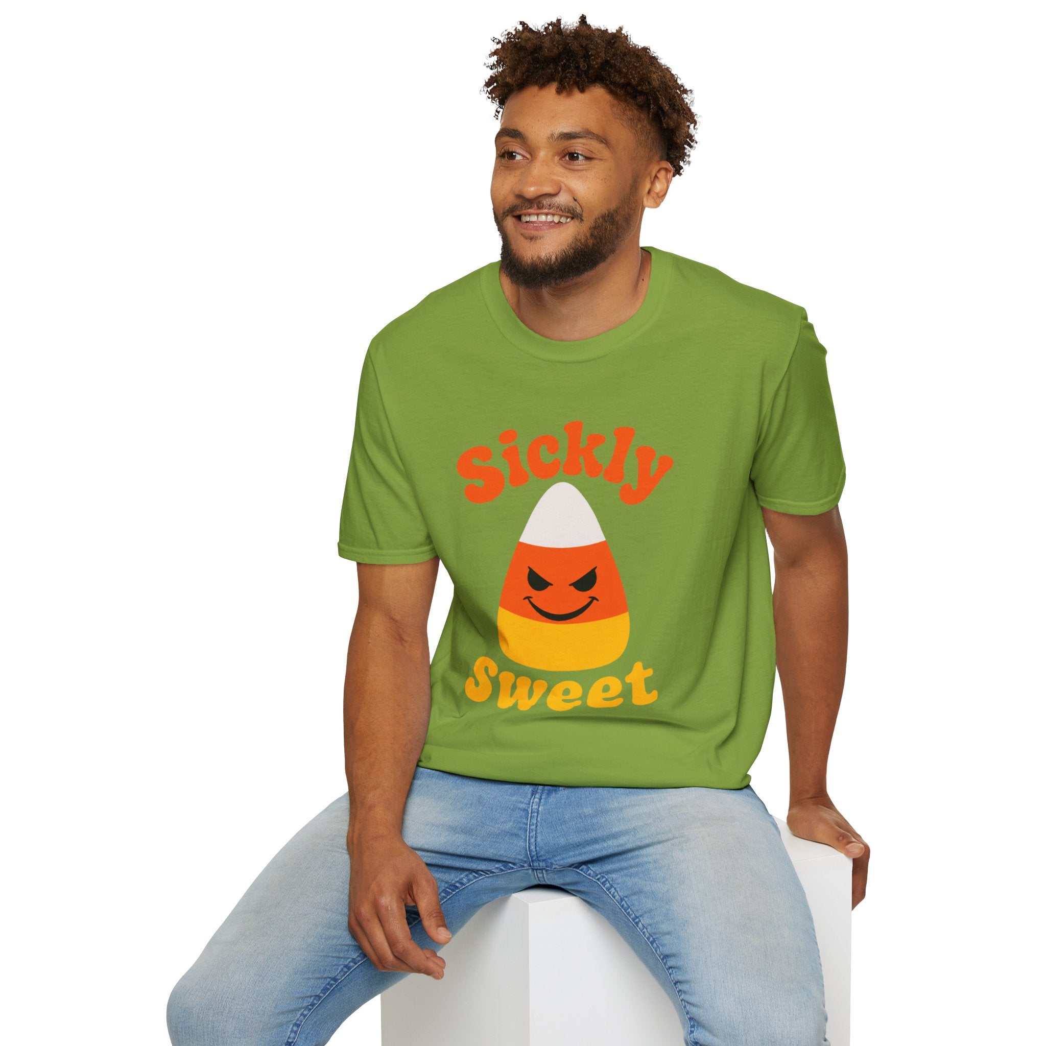 Sickly Sweet Candy Corn T-Shirt | Halloween Retro Orange Typography