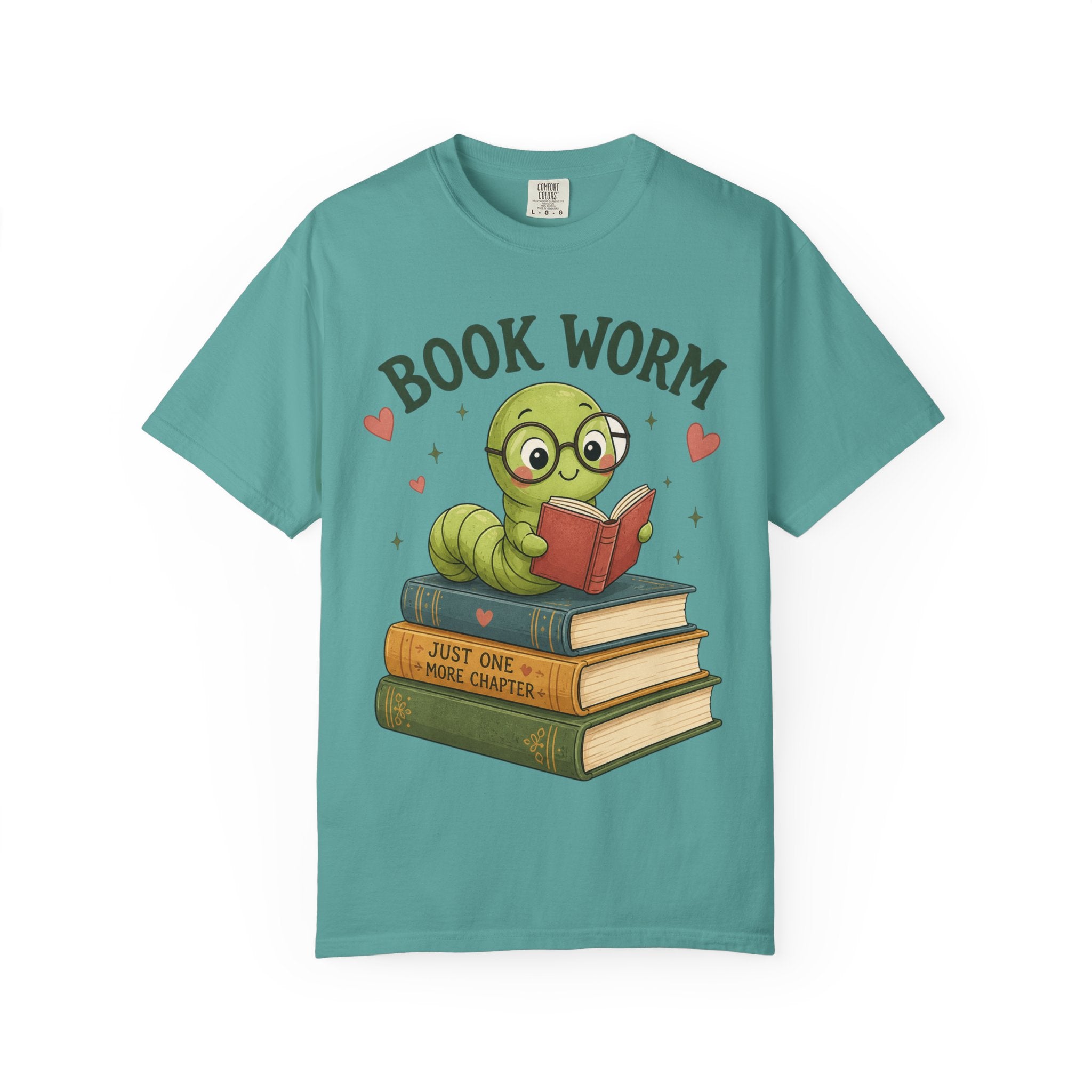 Book Worm T-Shirt – Cute Reading Worm Graphic Tee ("Just One More Chapter")