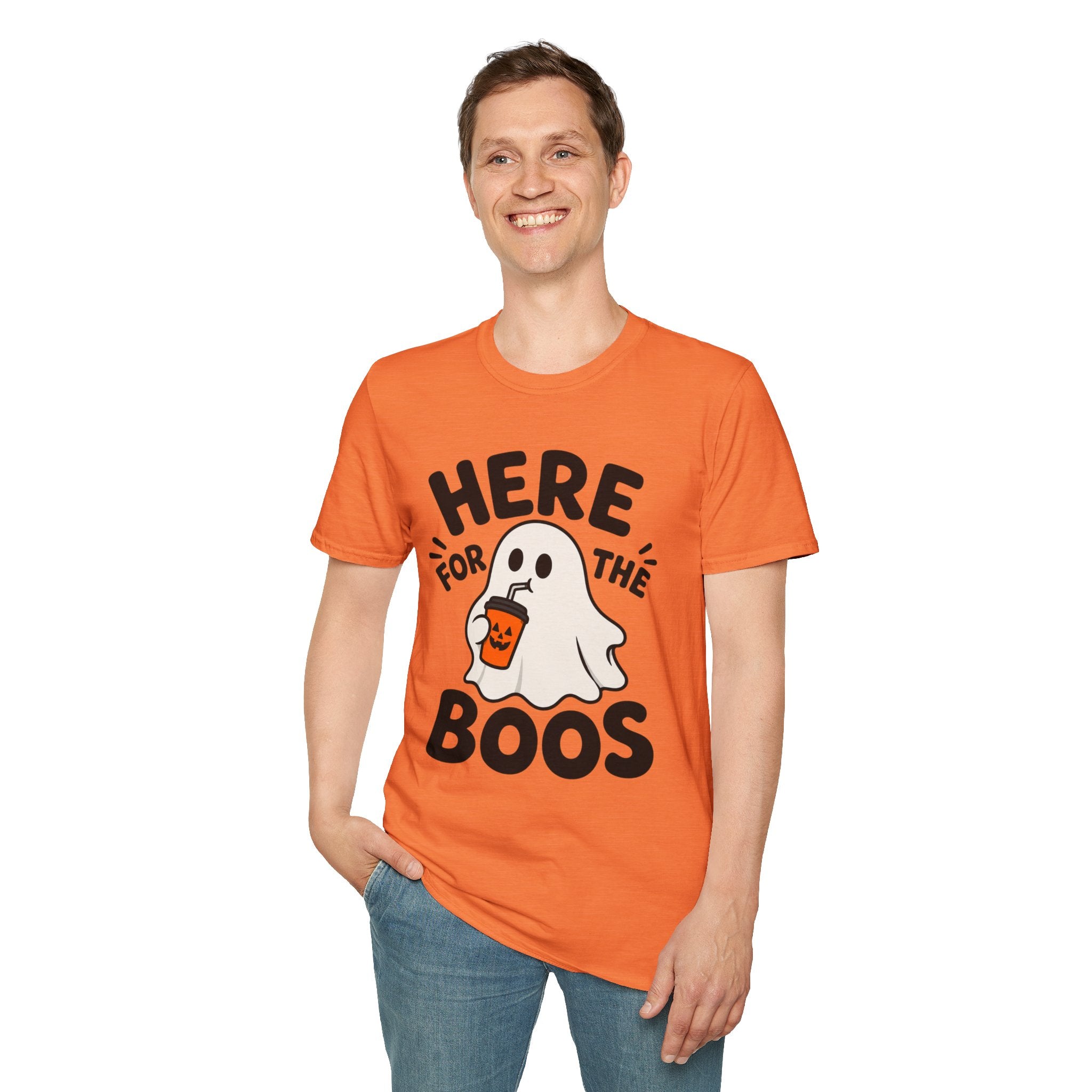 Here for the Boos T-Shirt | Halloween Ghost Graphic Tee