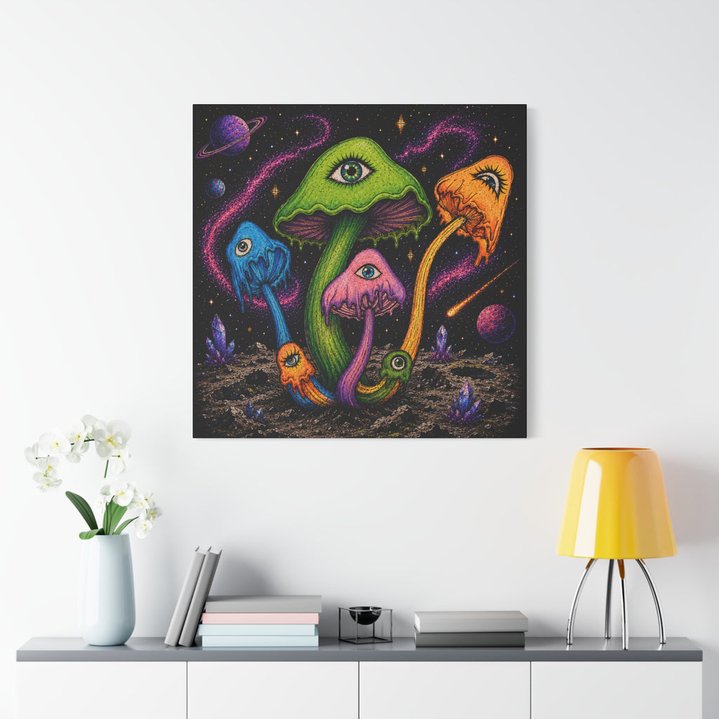 Psychedelic Mushroom Canvas Print — Trippy Cosmic Eyes Wall Art