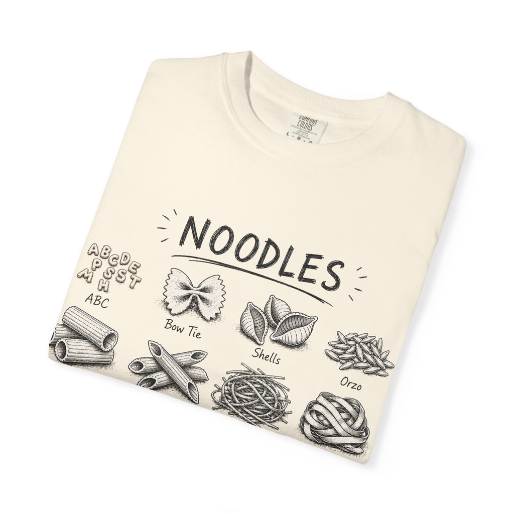 Noodles Chart T-Shirt — Illustrated Pasta Types Tee