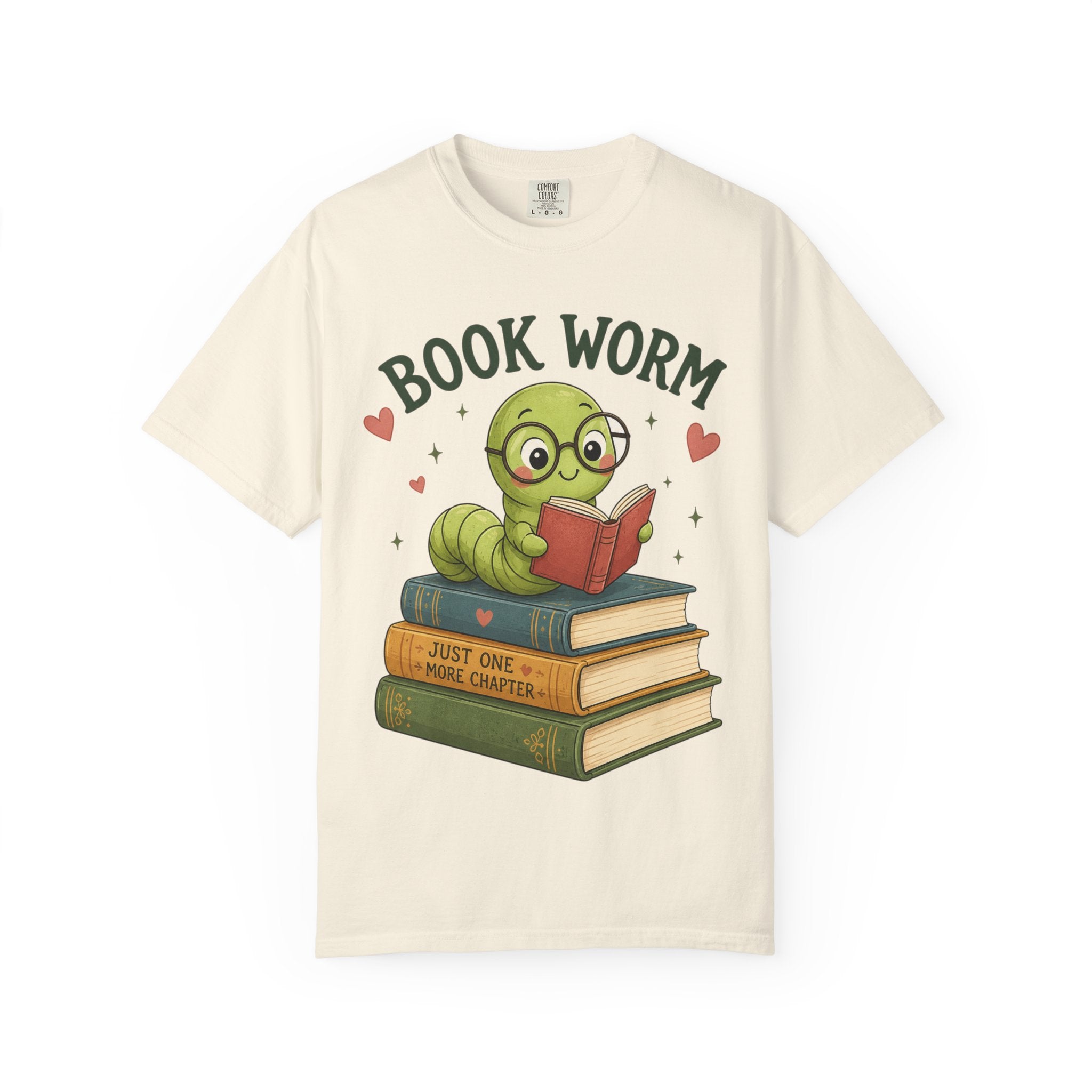 Book Worm T-Shirt – Cute Reading Worm Graphic Tee ("Just One More Chapter")