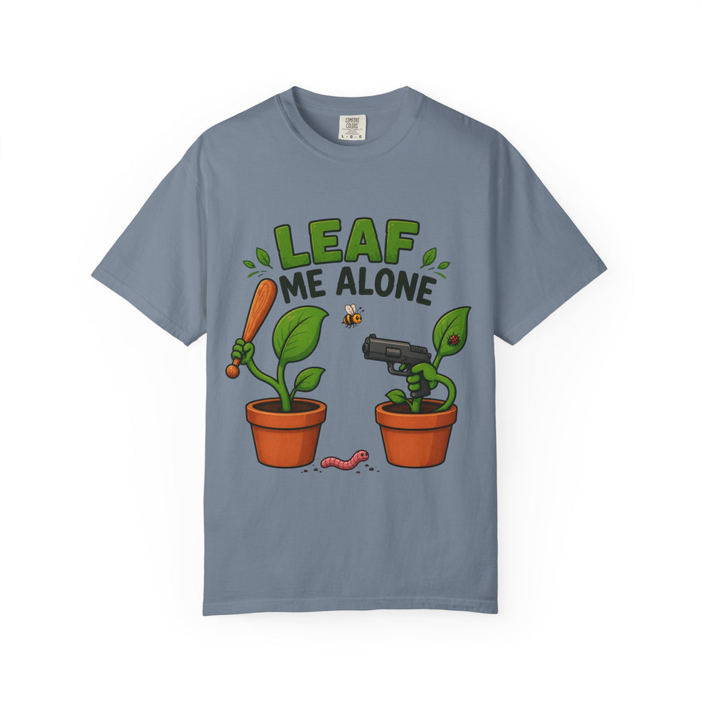 Leaf Me Alone T-Shirt — Funny Plant Pun Tee with Cute Potted Plants