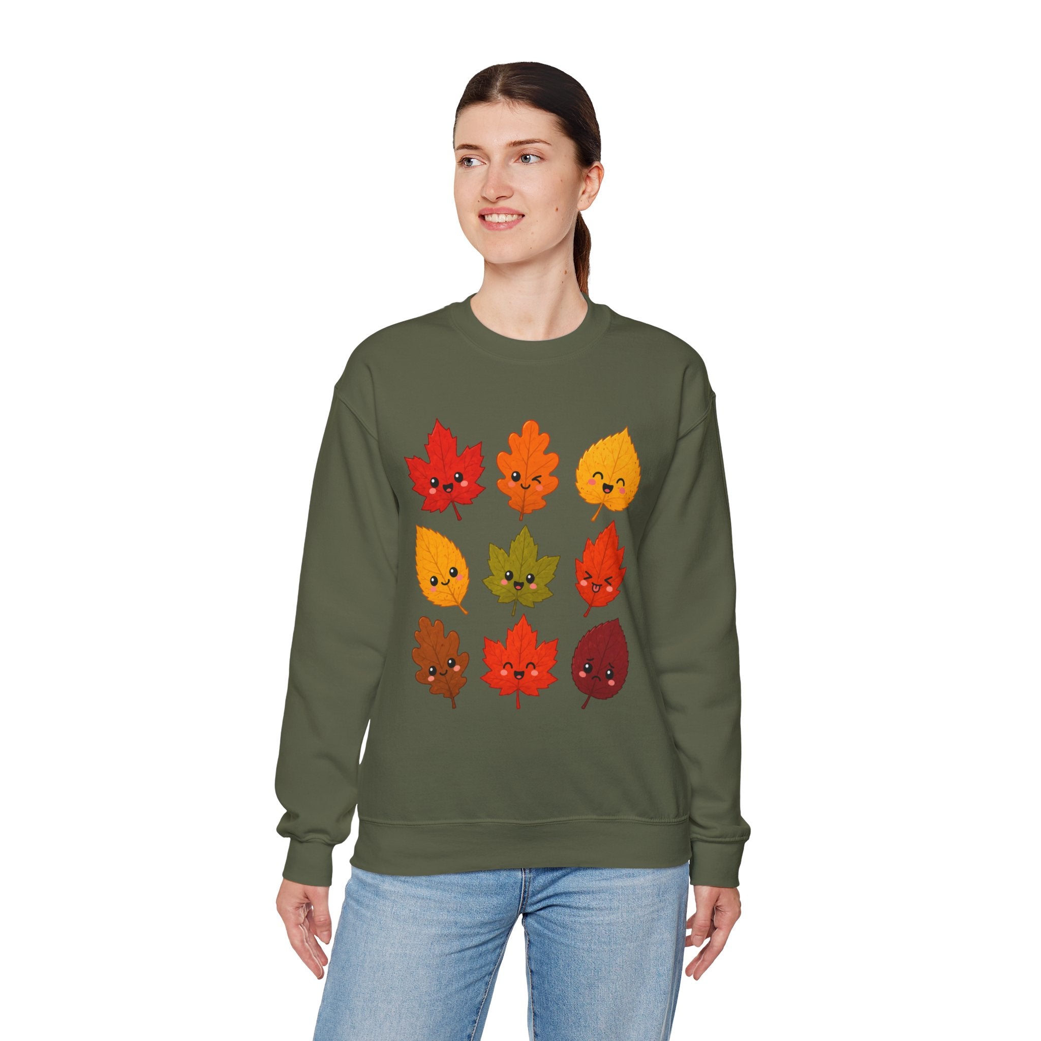 Autumn Leaves Crewneck Sweatshirt — Cute Kawaii Fall Leaf Design