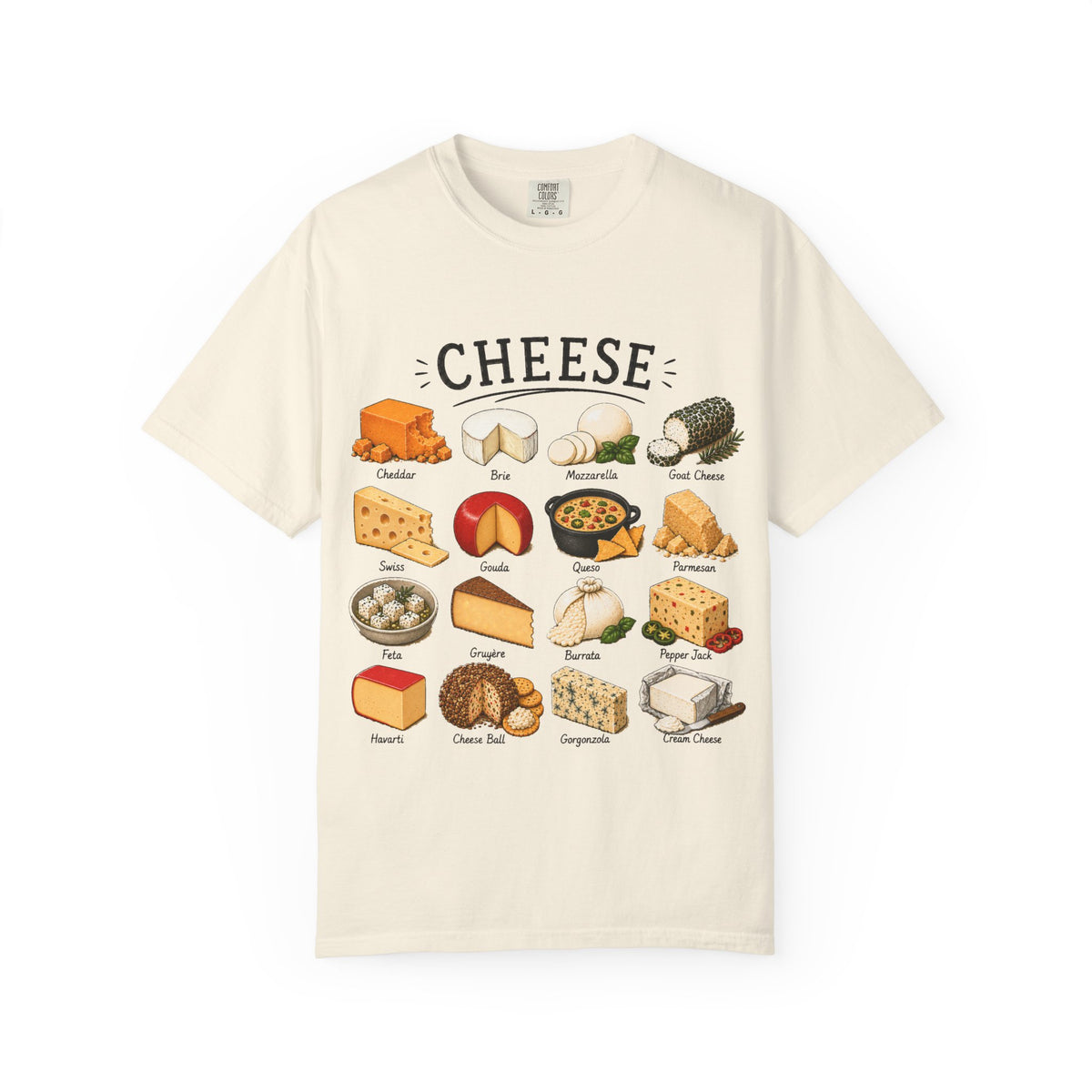 Cheese Types Illustrated T-Shirt — Vintage Cheese Chart Tee