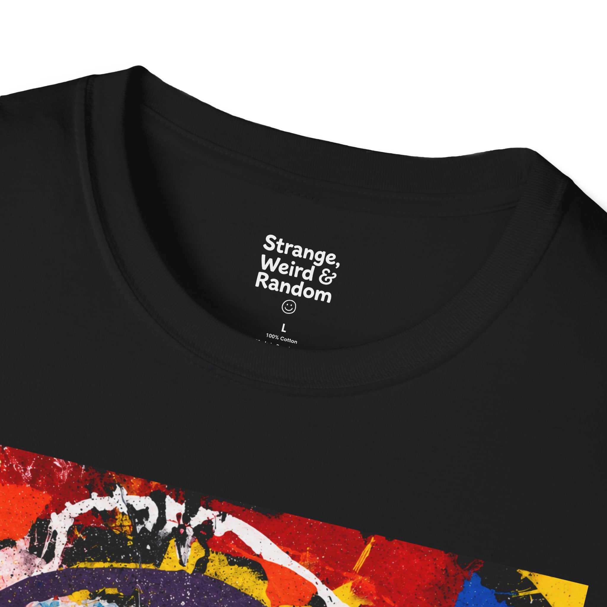 Grunge Drippy Smiley Face T-Shirt | Colorful Abstract Street Art Tee