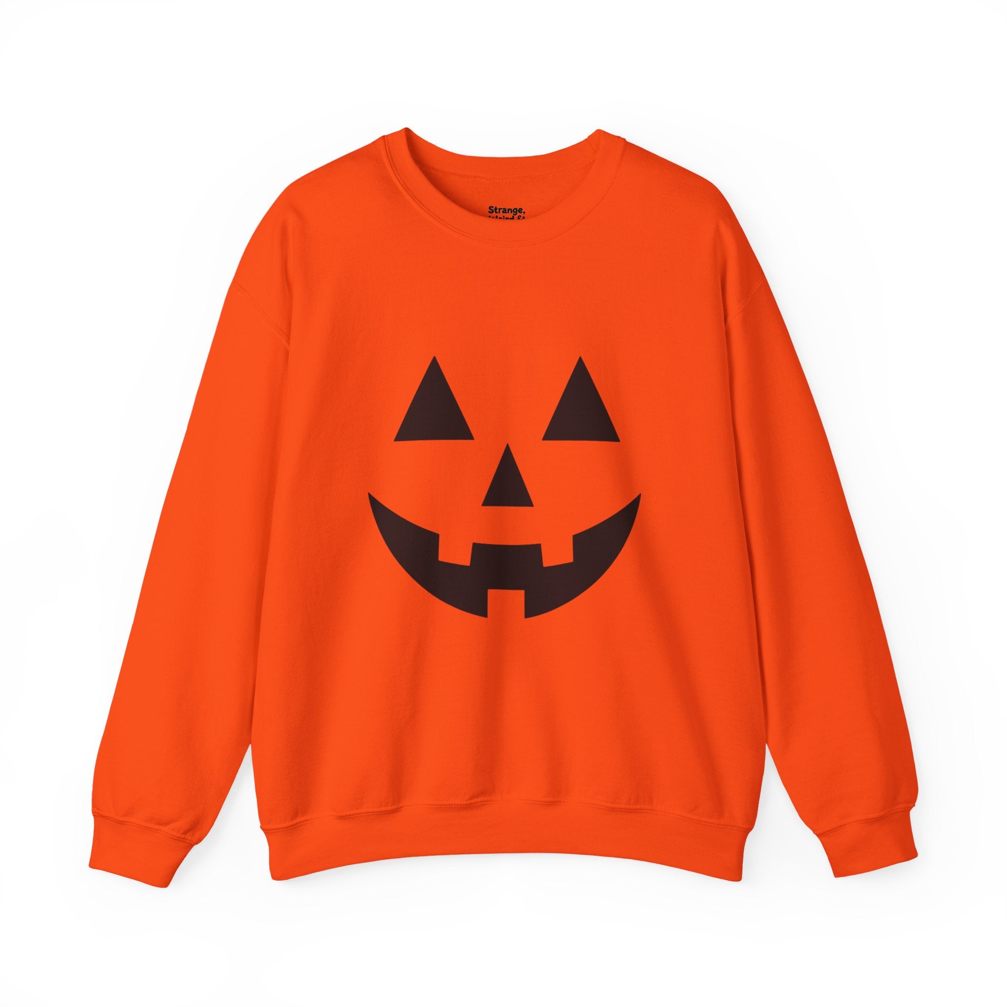 Jack-o'-Lantern Pumpkin Crewneck Sweatshirt — Halloween Orange Pullover