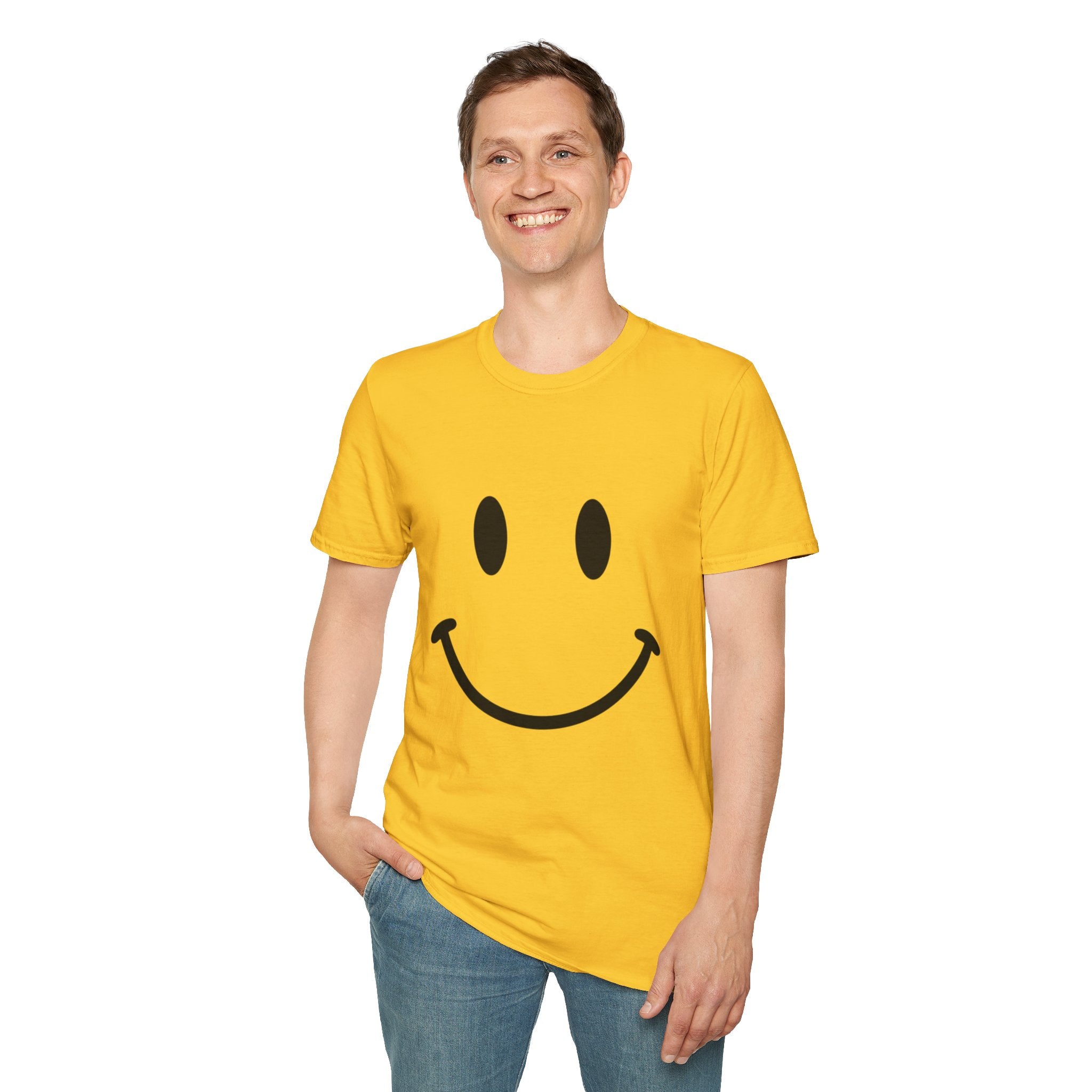 Large Black Smiley Face T-Shirt | Orange Graphic Tee